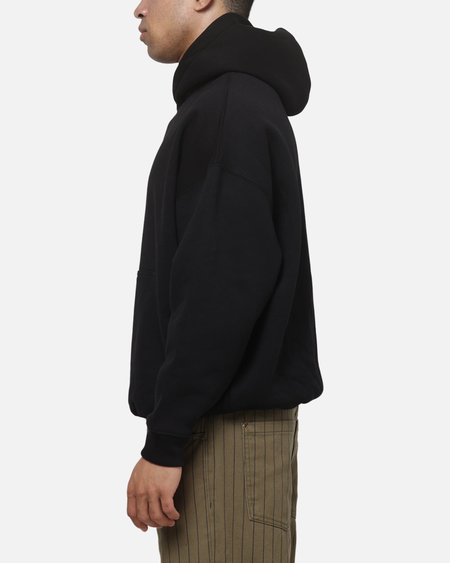 Carre Box Check Hoodie Solid Black