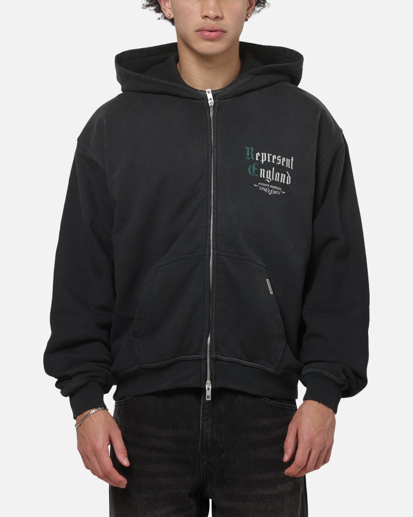 Represent Private Members Hoodie Stained Black
