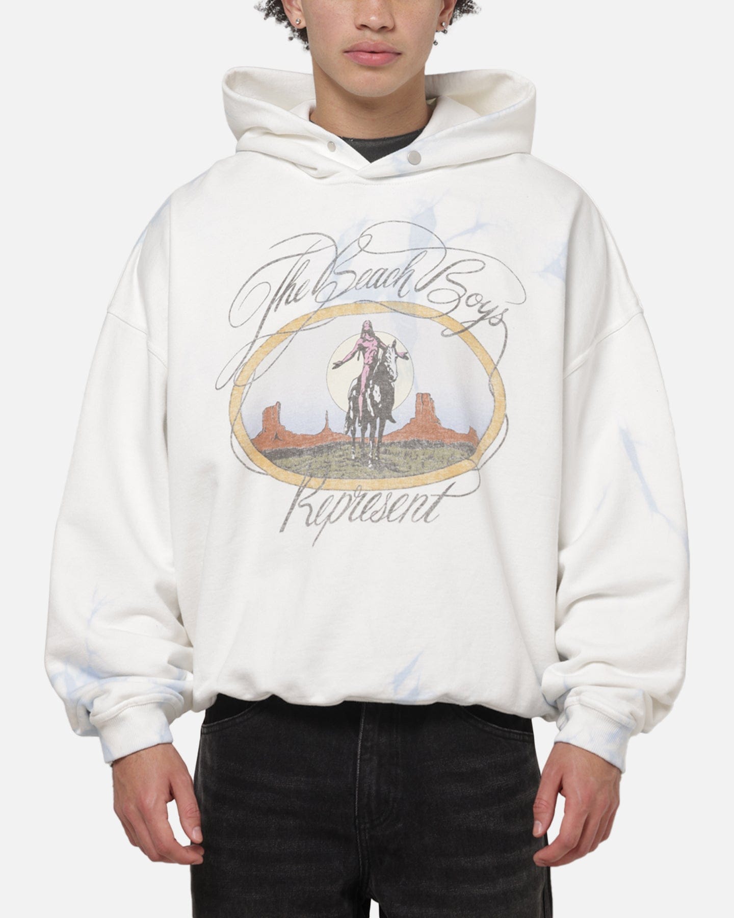 Represent Beach Boys Script Hoodie Blue Tie Dye