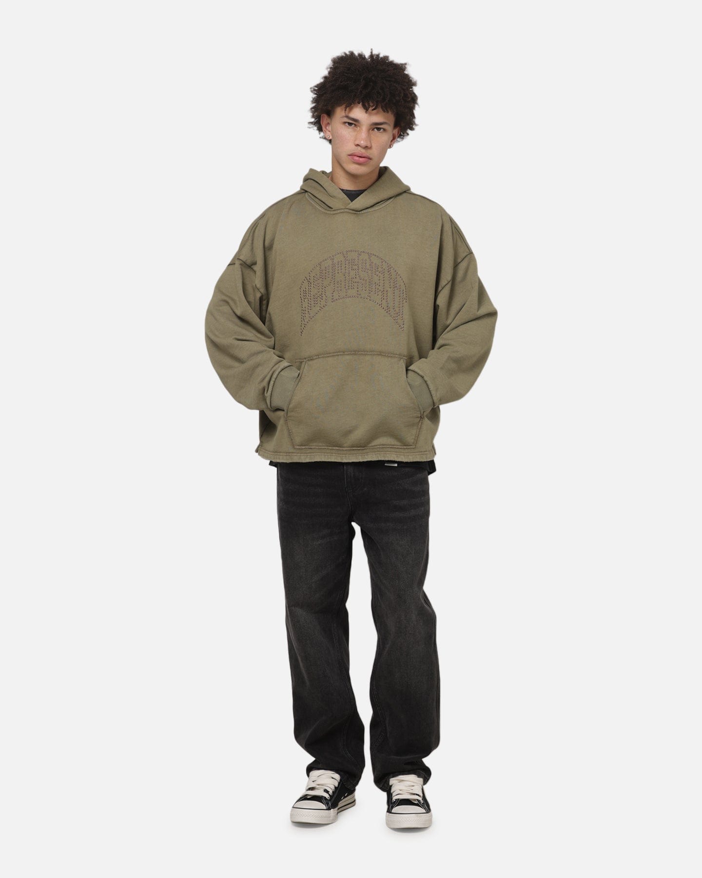 Represent Embellished Hoodie Vintage Khaki