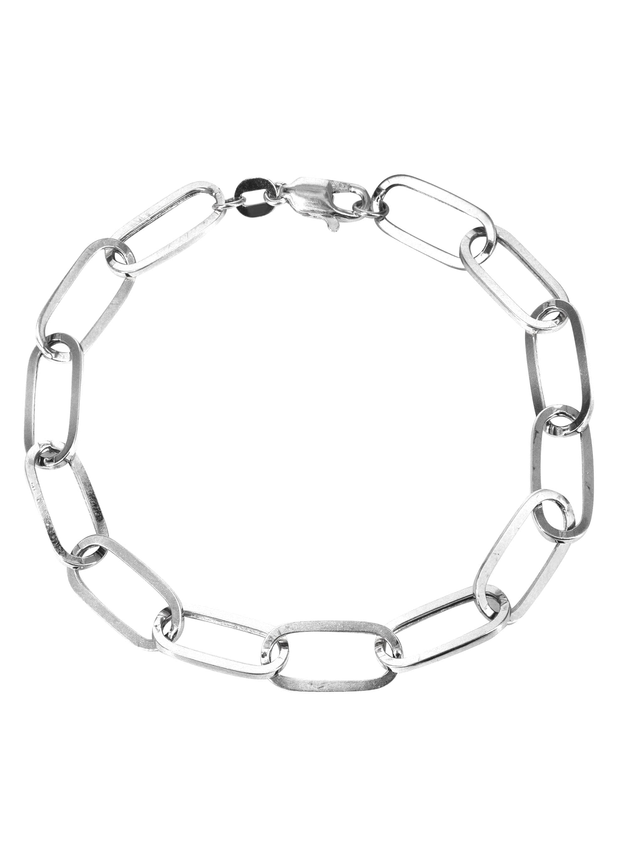 MANUFACTURER 41 Semi Solid Paper Clip White Gold Bracelet 10K & 14K