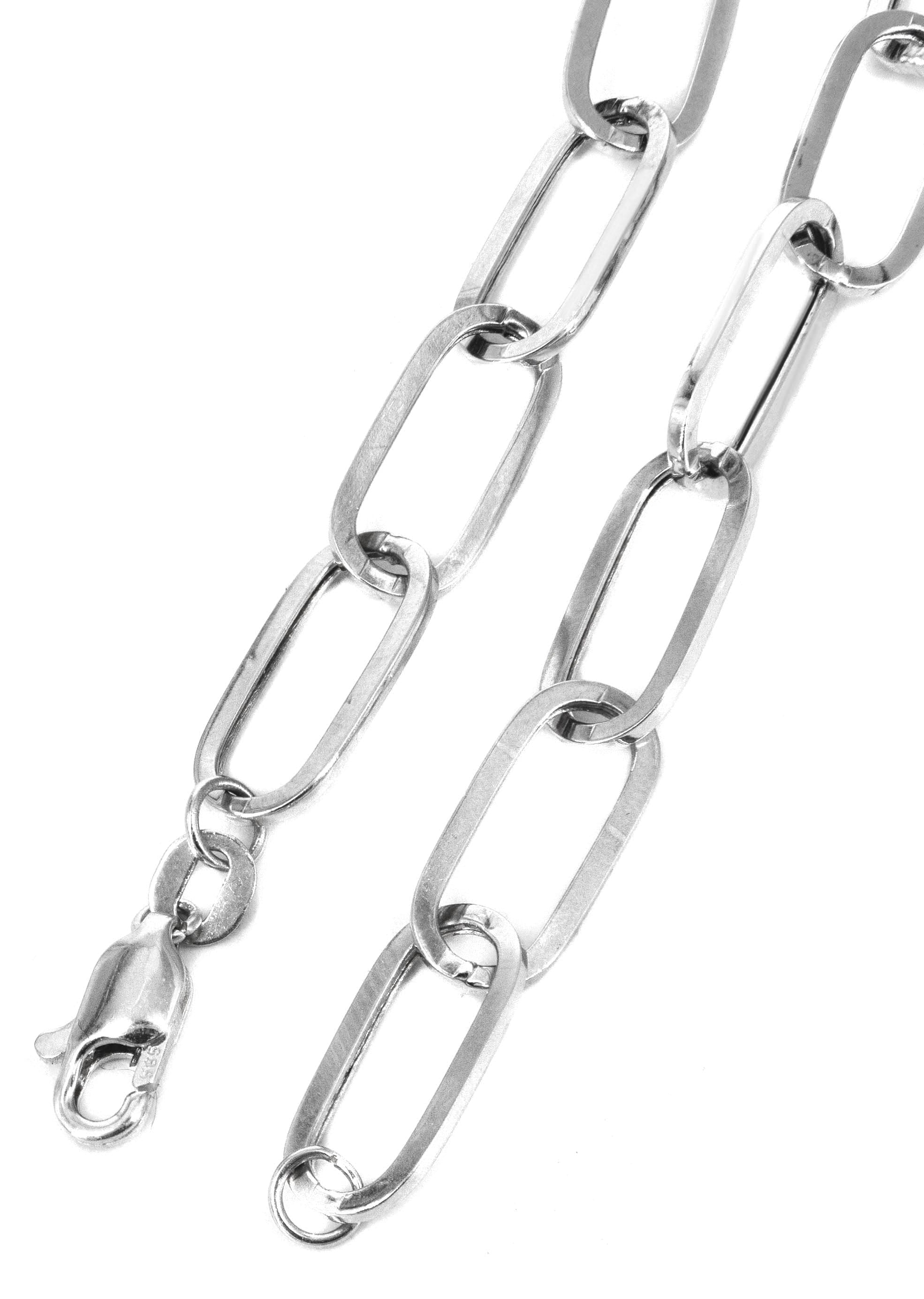 MANUFACTURER 41 Semi Solid Paper Clip White Gold Bracelet 10K & 14K