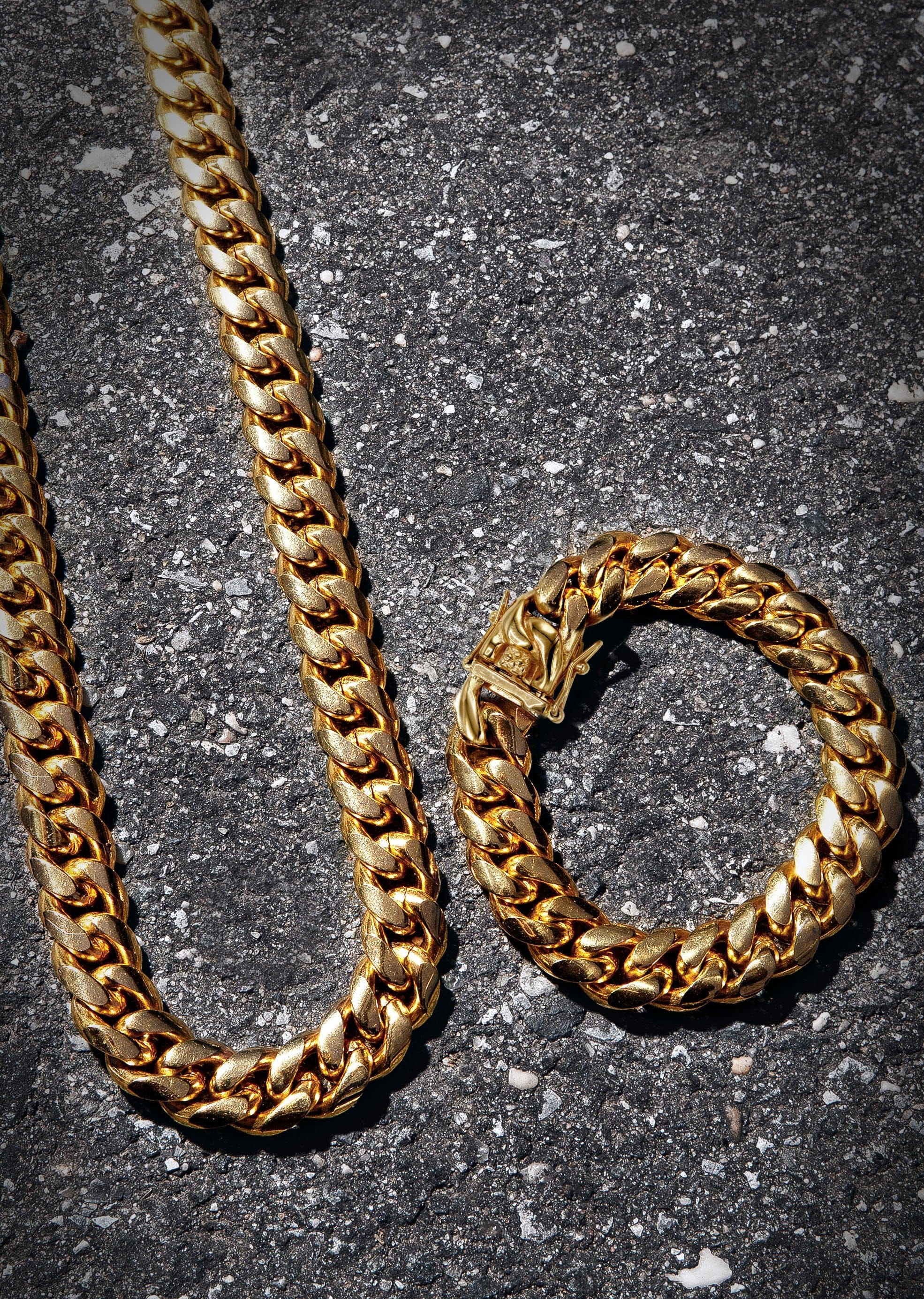 manufacturer 30 Solid Gold Plated Miami Cuban Link Chain & Bracelet ( 14 Mm )