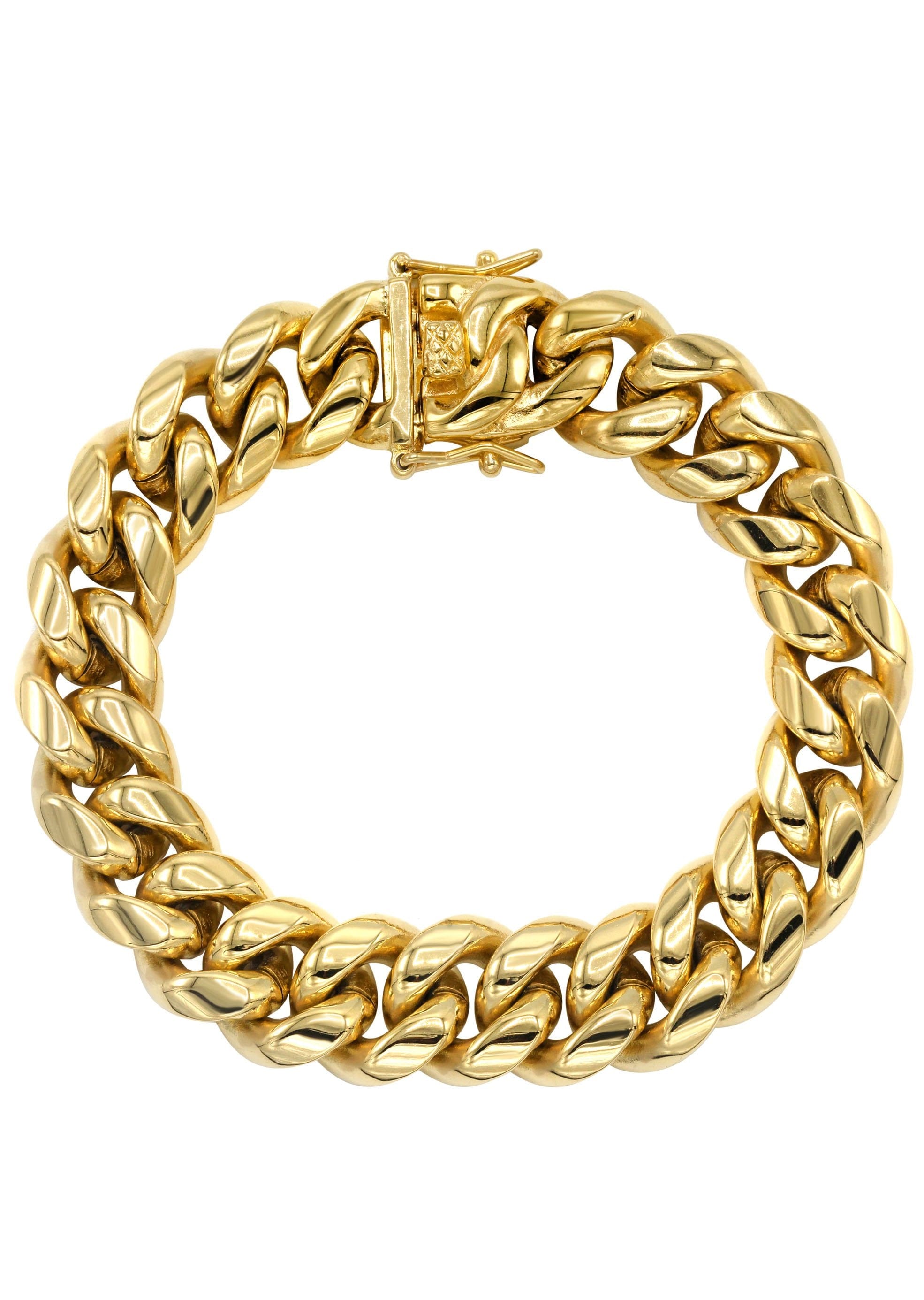 manufacturer 30 Solid Gold Plated Miami Cuban Link Chain & Bracelet ( 14 Mm )