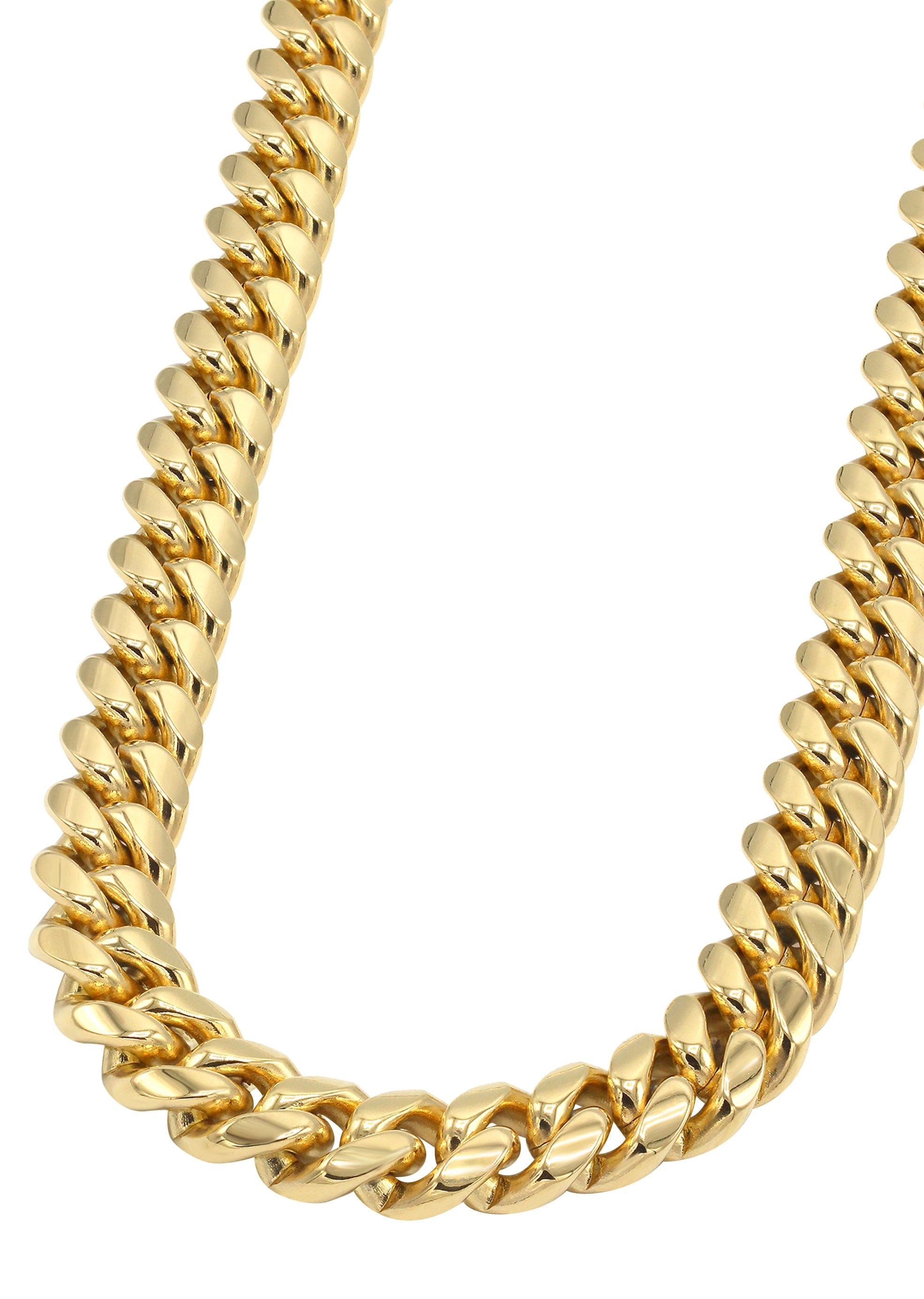 manufacturer 30 Solid Gold Plated Miami Cuban Link Chain & Bracelet ( 14 Mm )