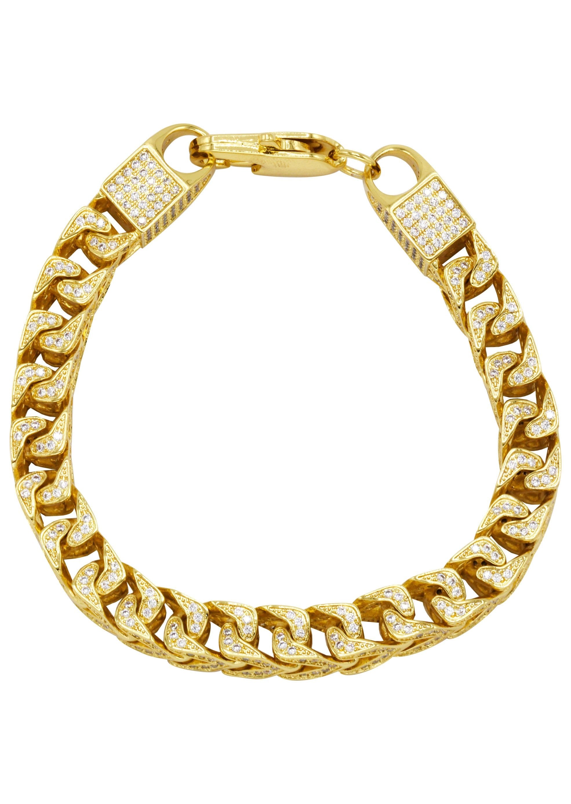manufacturer 30 Solid Gold Plated Iced Out Franco Chain & Bracelet ( 8 Mm )
