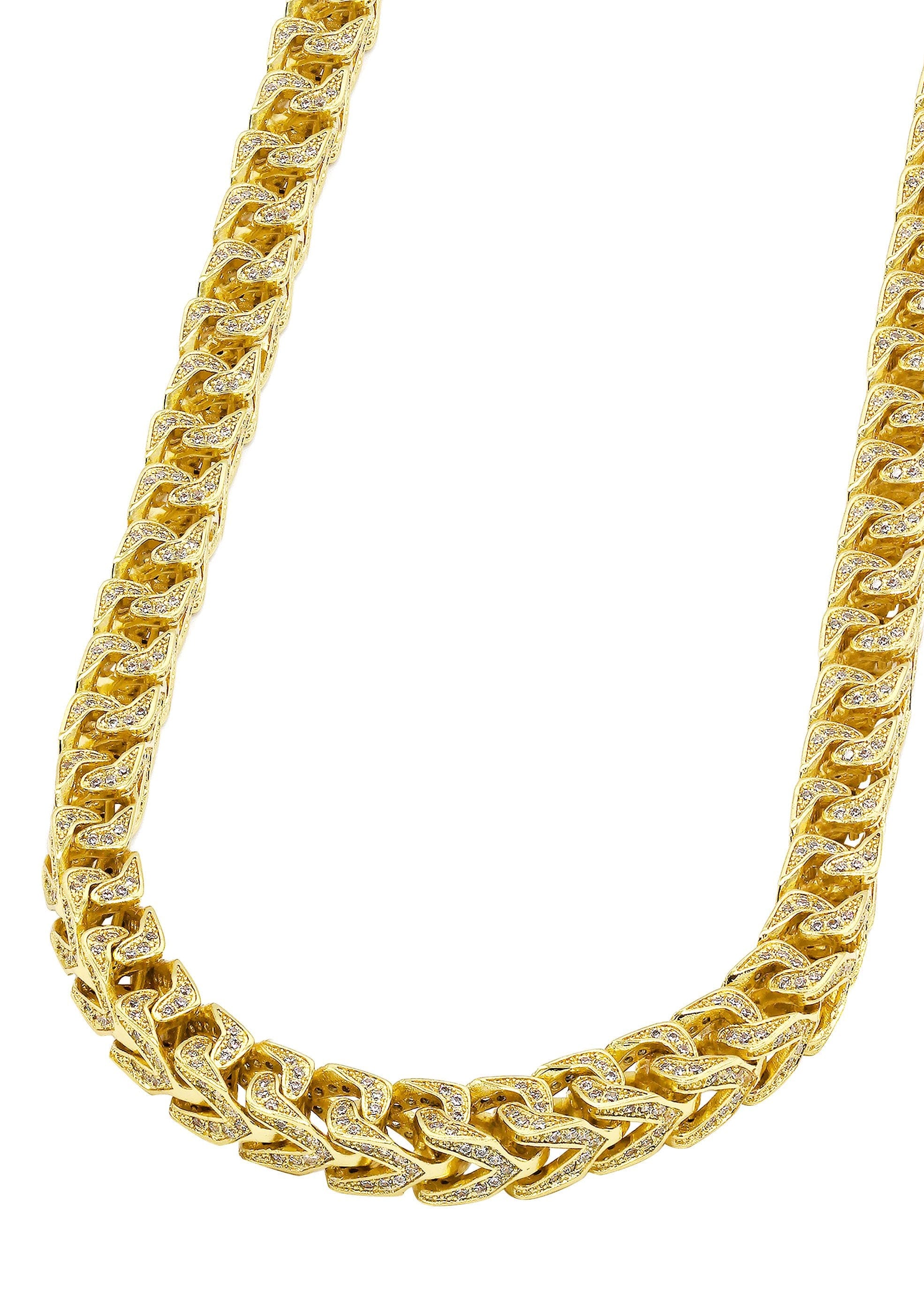 manufacturer 30 Solid Gold Plated Iced Out Franco Chain & Bracelet ( 8 Mm )