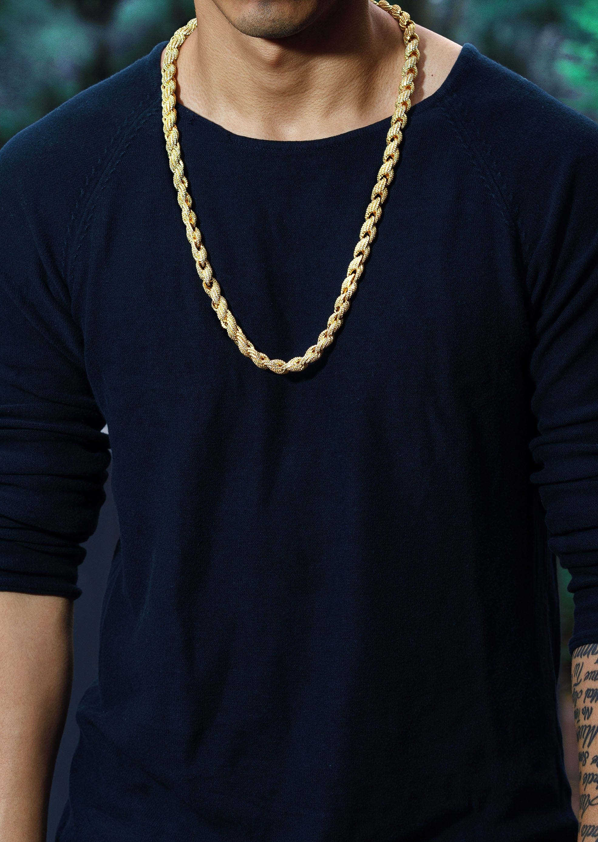 manufacturer 30 Solid Gold Plated Iced Out Rope Chain & Bracelet ( 10 Mm )