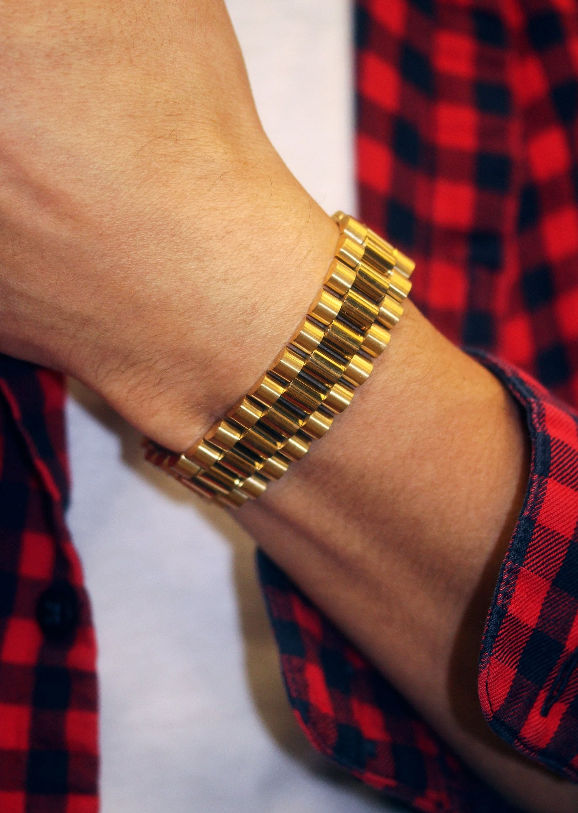 manufacturer 31 Gold Plated Mens Presidential Band Bracelet