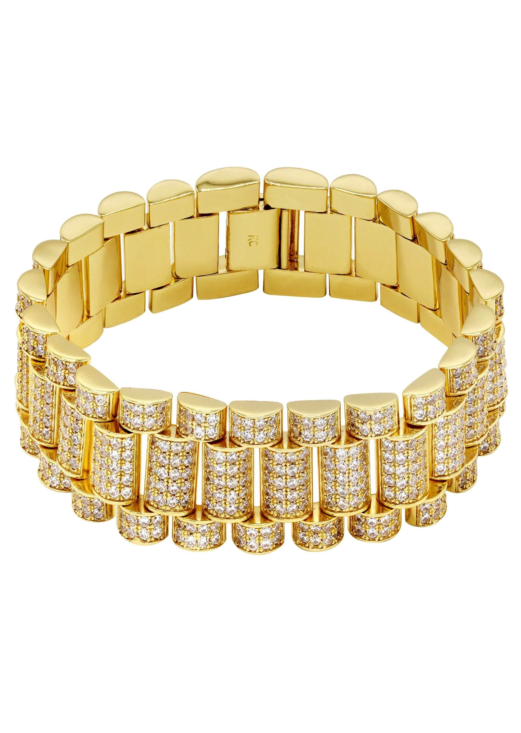 manufacturer 31 Gold Plated Mens Iced Out Presidential Band Bracelet