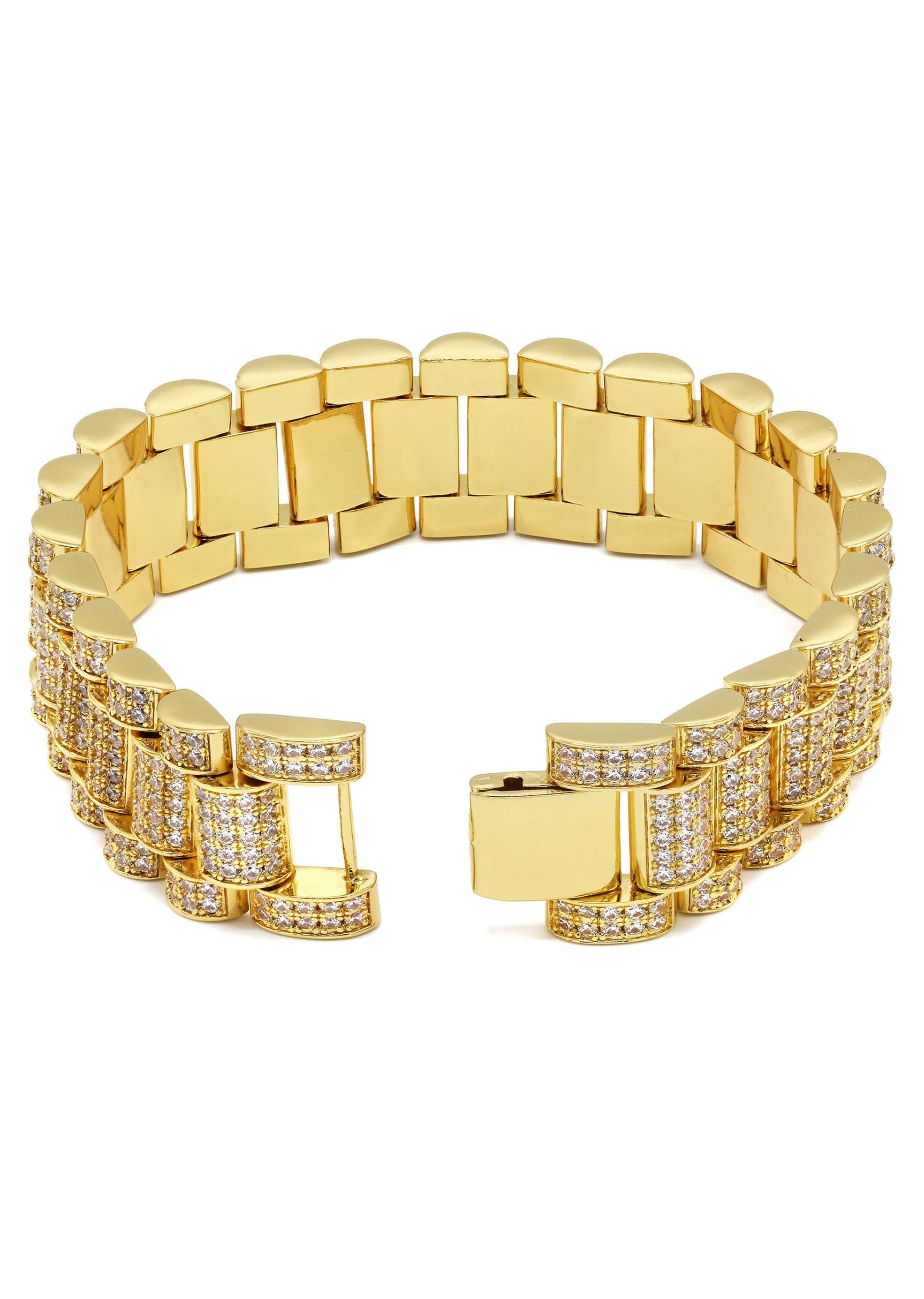 manufacturer 31 Gold Plated Mens Iced Out Presidential Band Bracelet
