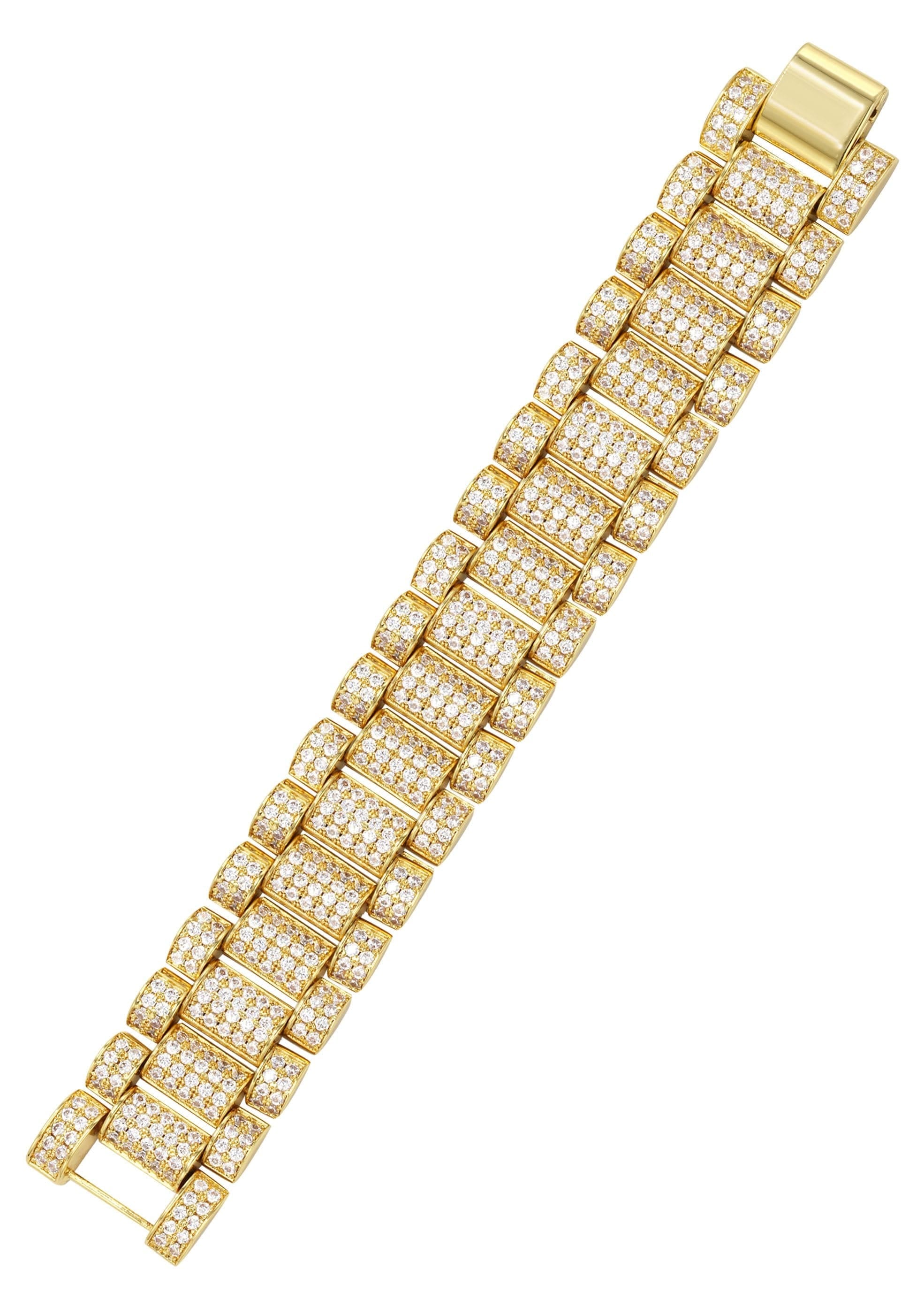 manufacturer 31 Gold Plated Mens Iced Out Presidential Band Bracelet