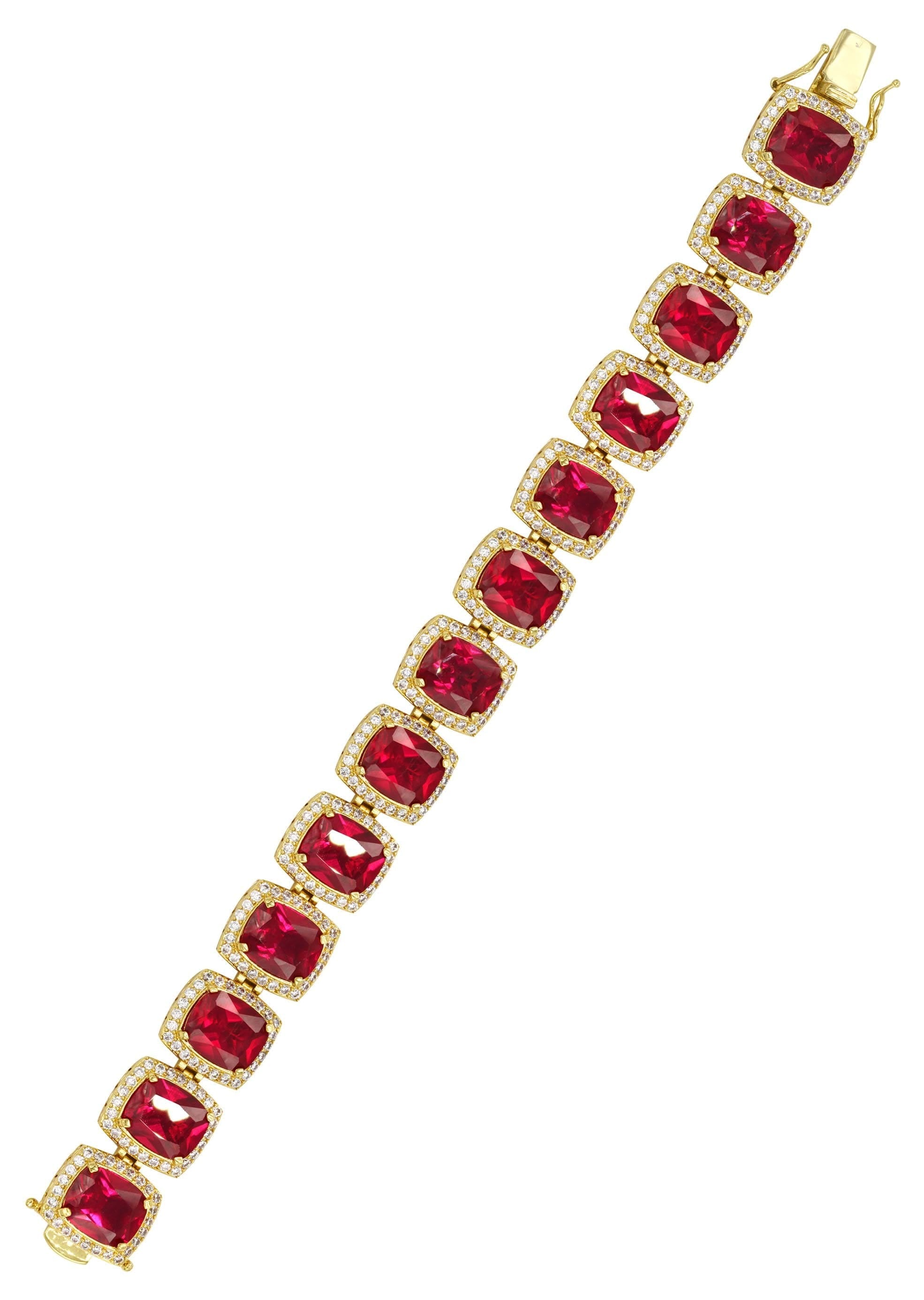 manufacturer 30 Gold Plated Mens Iced Ruby Bracelet