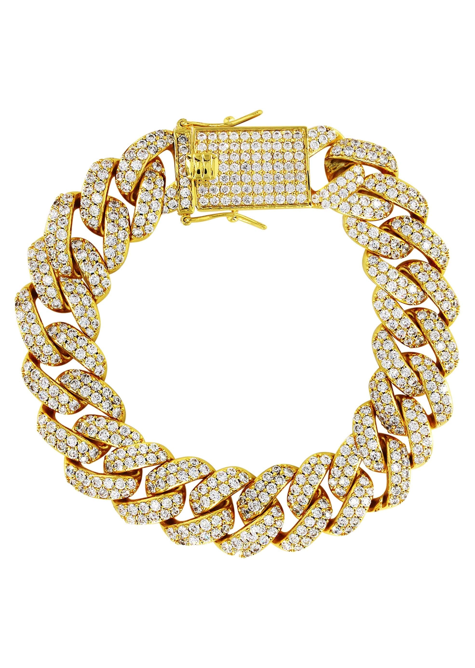 manufacturer 31 Gold Plated Mens Iced Out Miami Cuban Link Bracelet