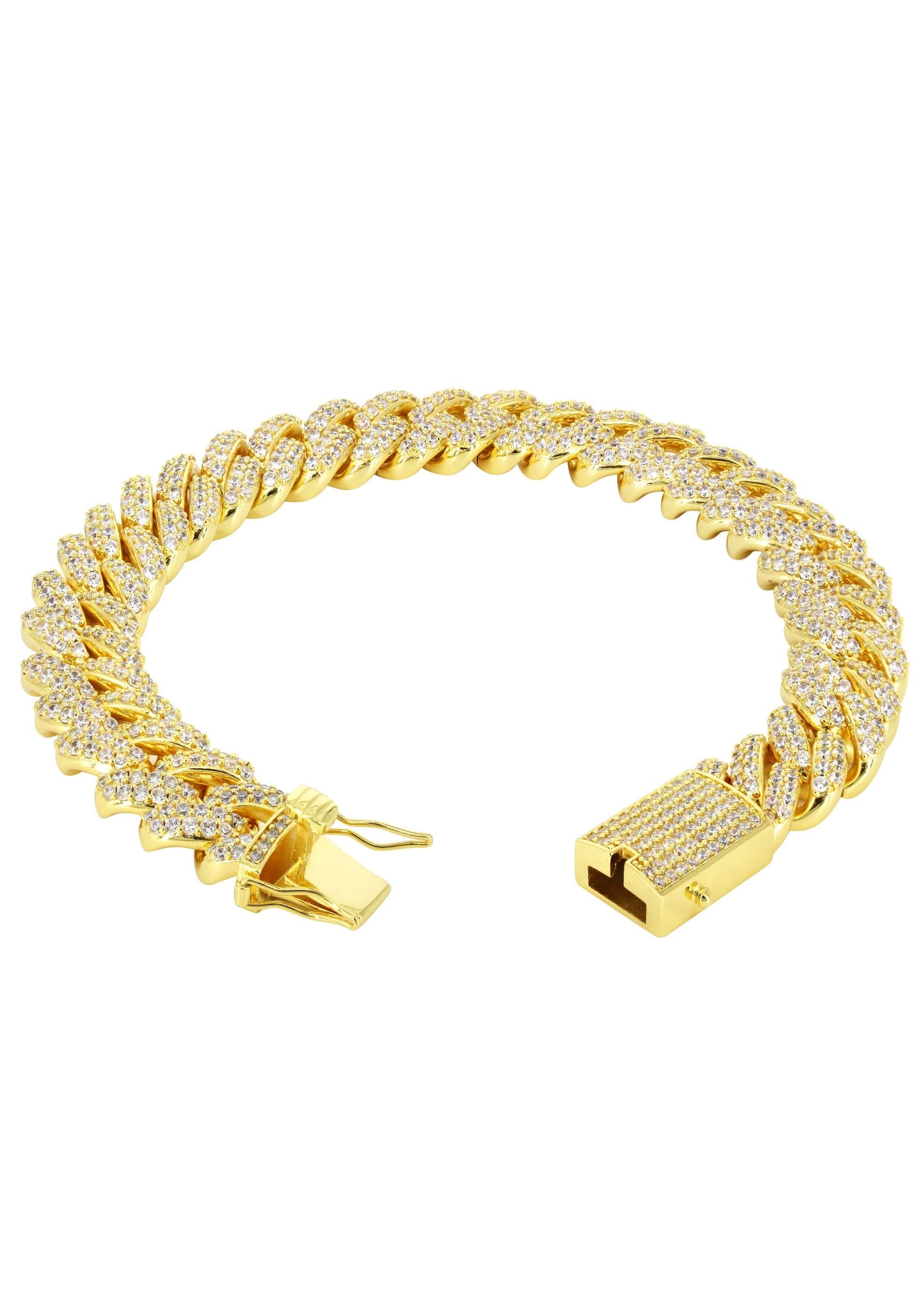 manufacturer 31 Gold Plated Mens Iced Out Miami Cuban Link Bracelet