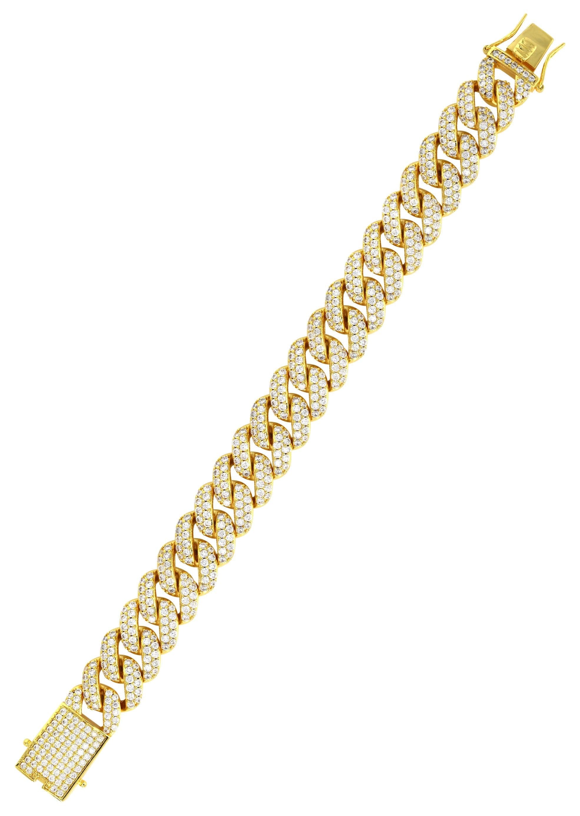 manufacturer 31 Gold Plated Mens Iced Out Miami Cuban Link Bracelet