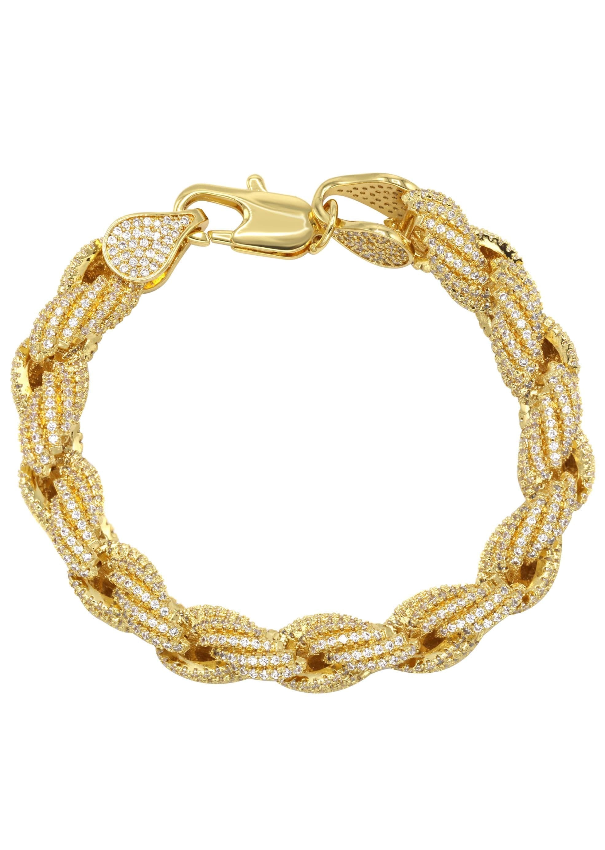 manufacturer 30 Gold Plated Mens Iced Out Solid Rope Bracelet