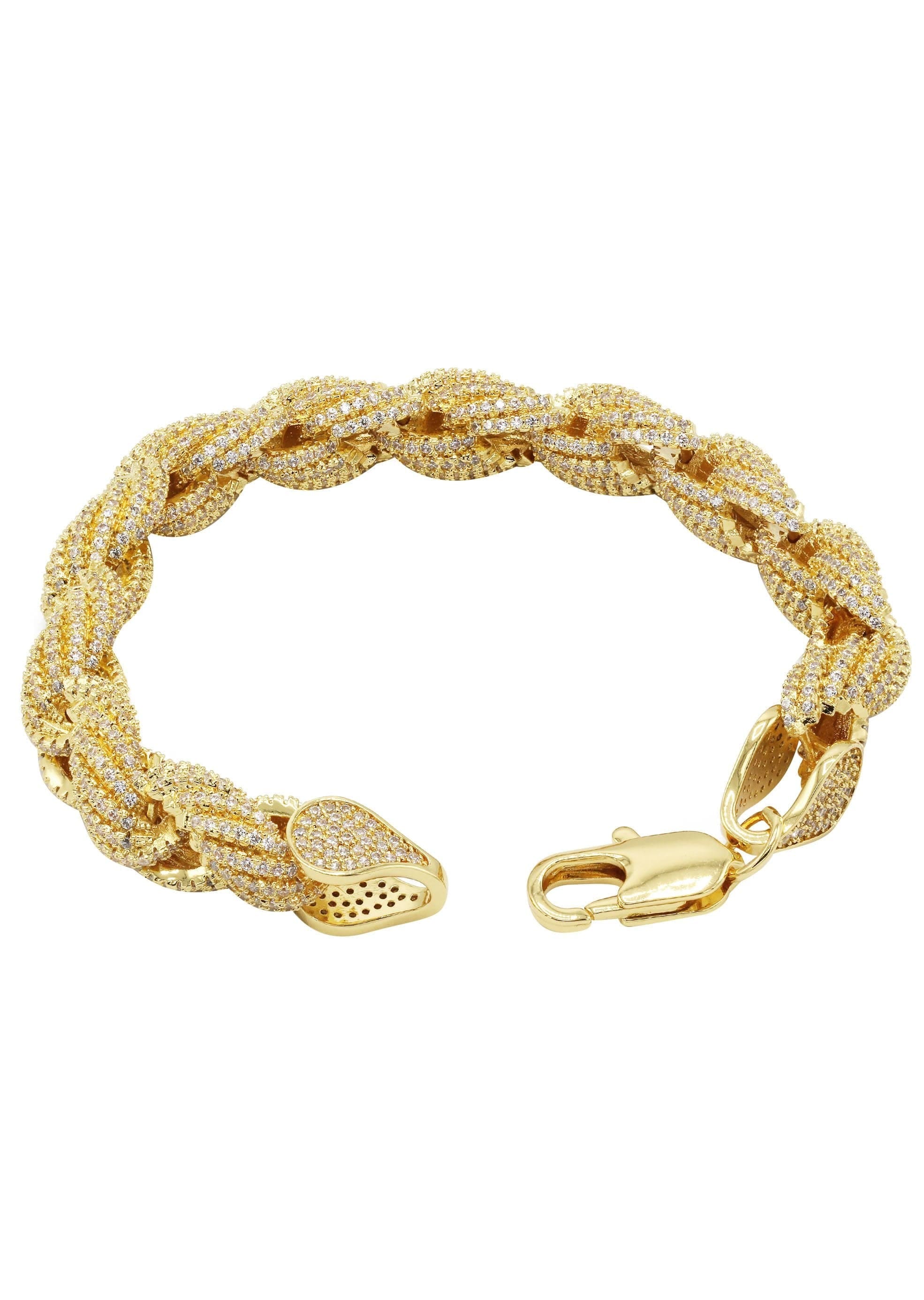 manufacturer 30 Gold Plated Mens Iced Out Solid Rope Bracelet