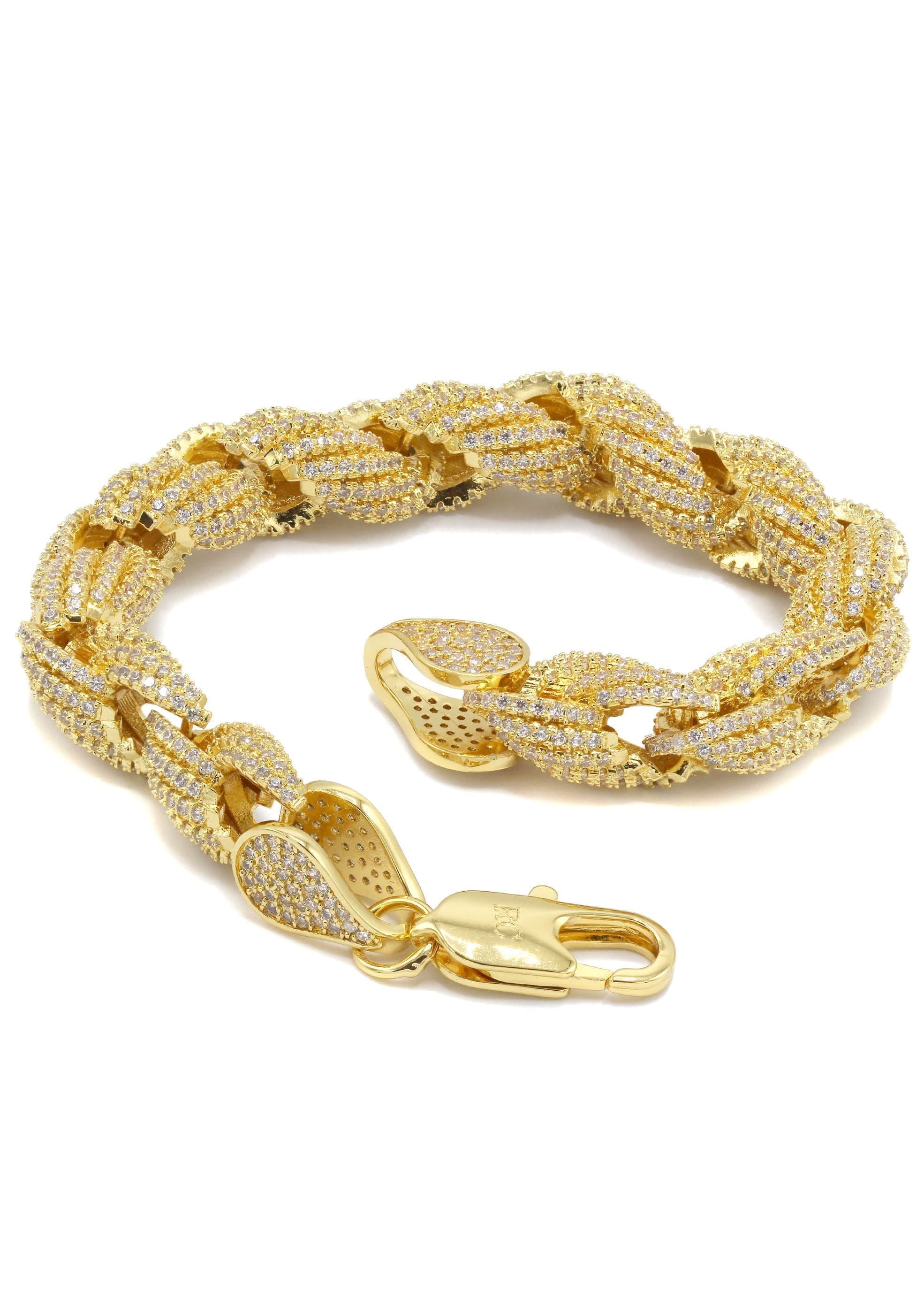 manufacturer 30 Gold Plated Mens Iced Out Solid Rope Bracelet