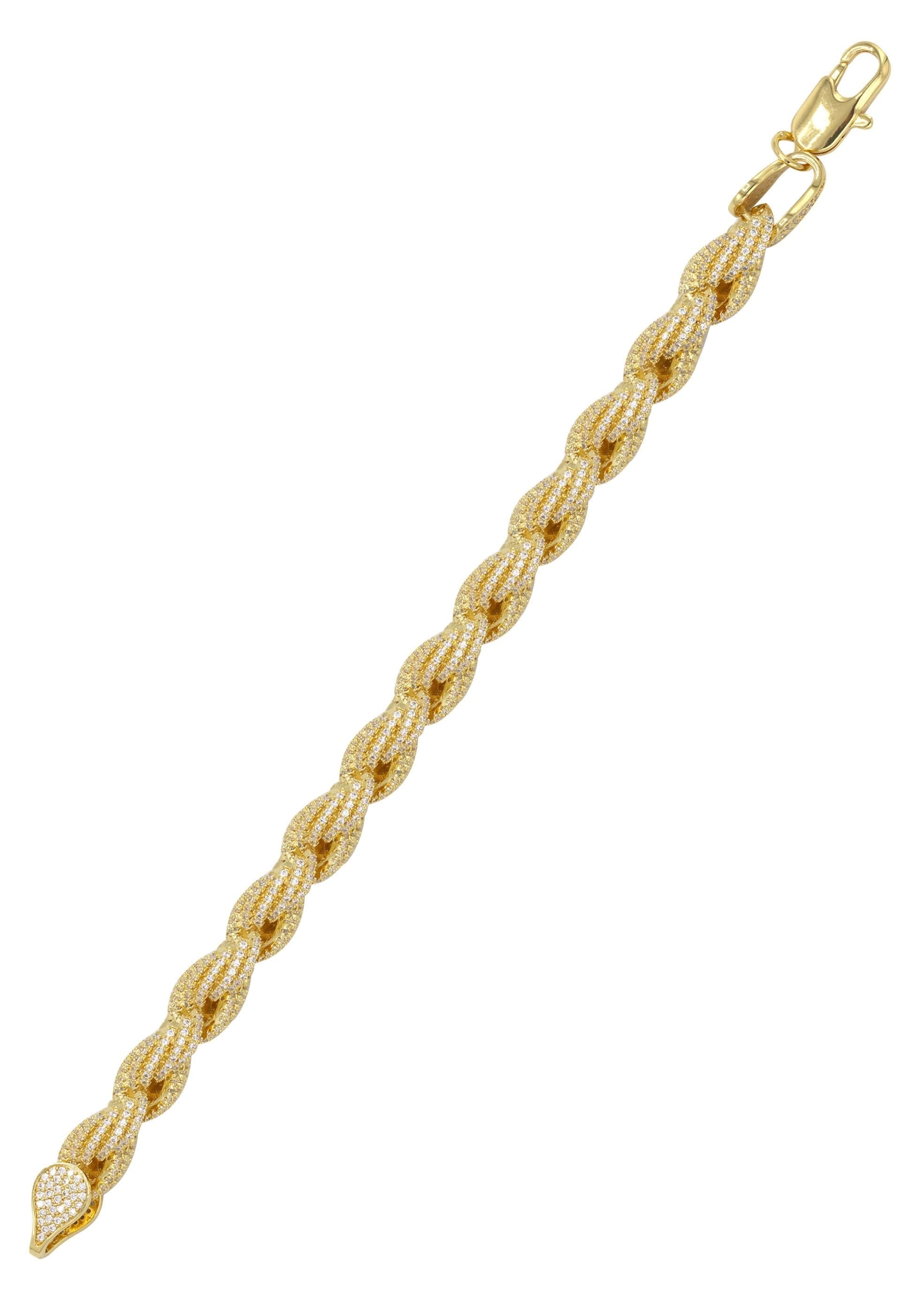 manufacturer 30 Gold Plated Mens Iced Out Solid Rope Bracelet
