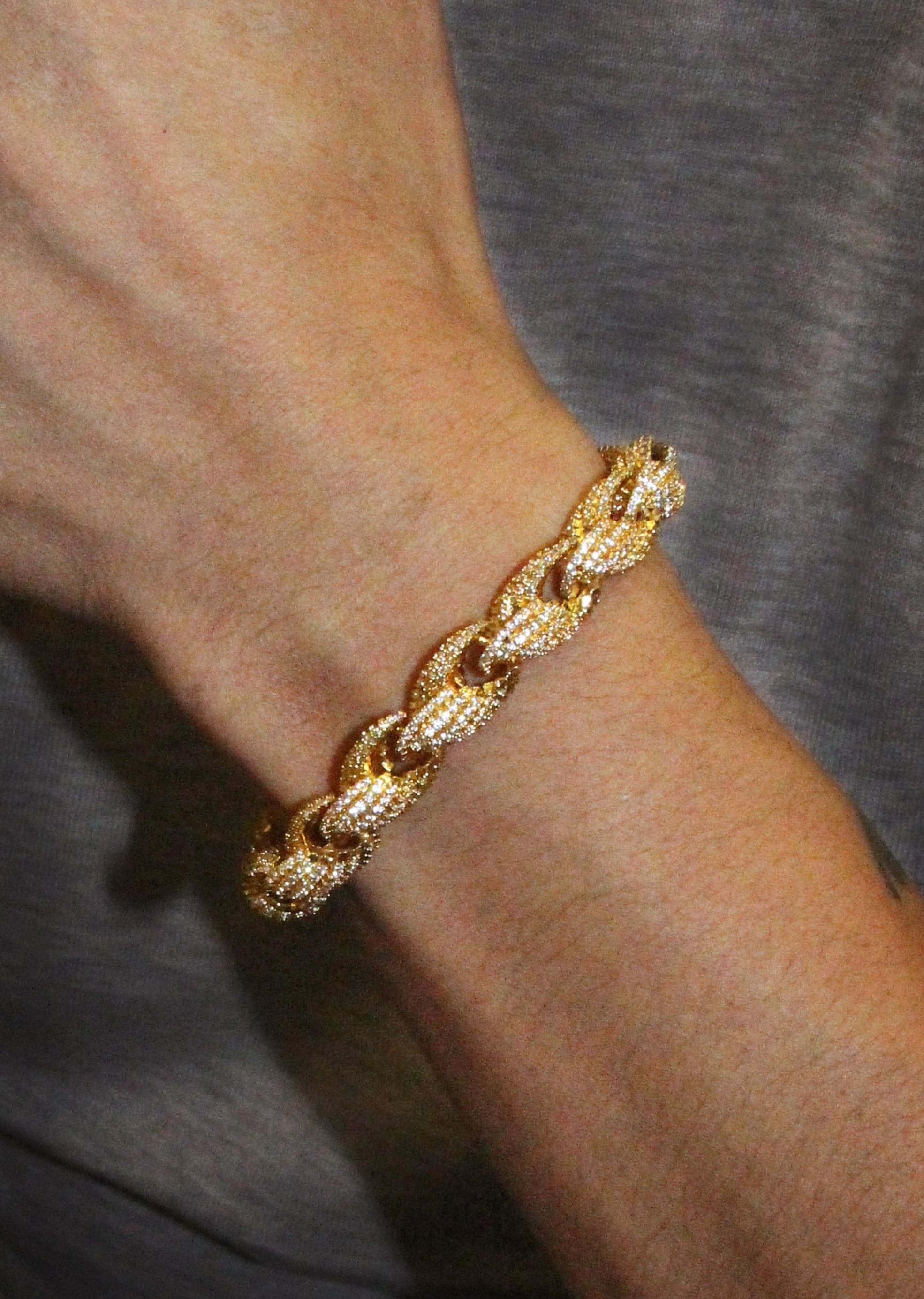 manufacturer 30 Gold Plated Mens Iced Out Solid Rope Bracelet
