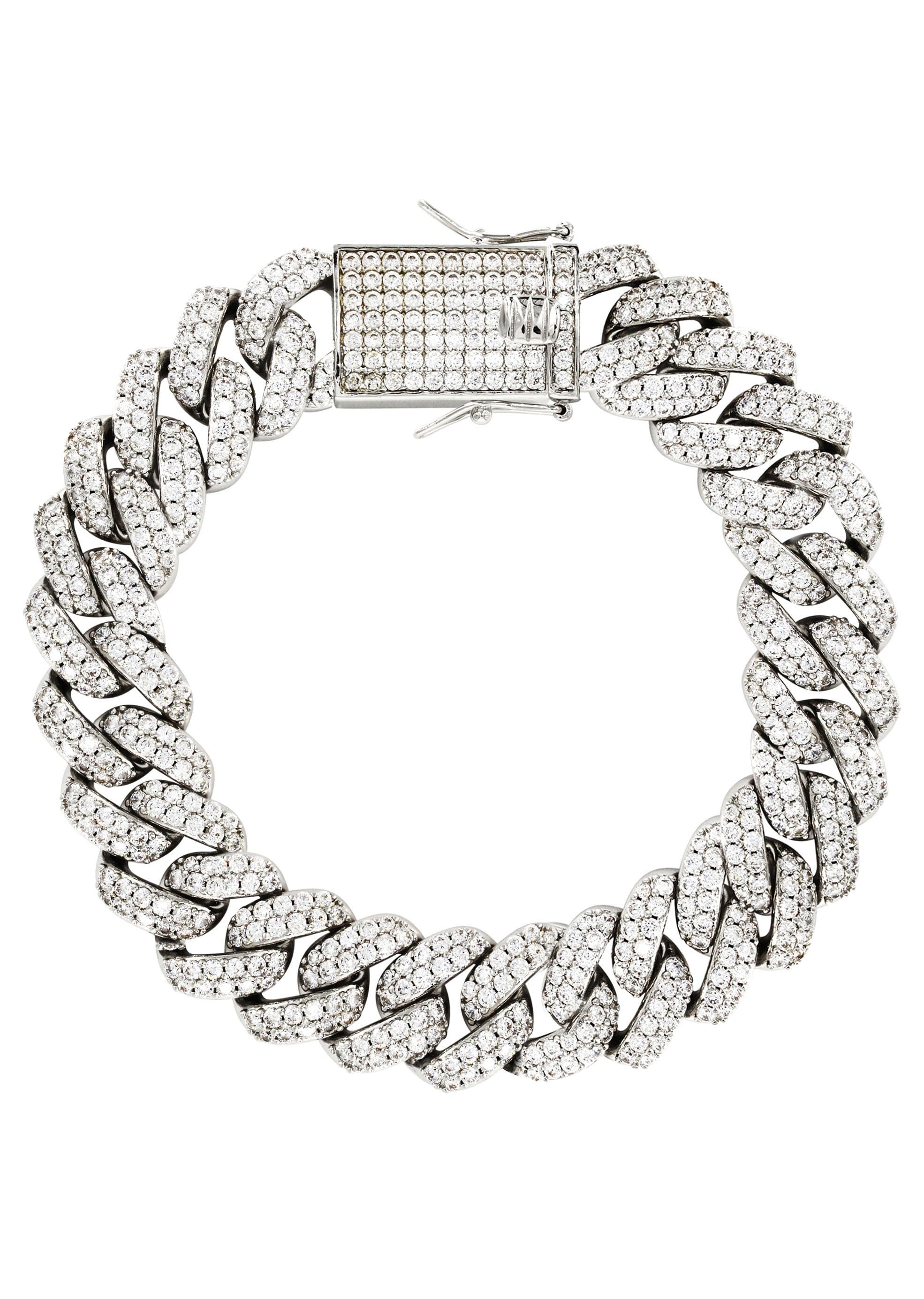 manufacturer 31 White Gold Plated Mens Iced Out Miami Cuban Link Bracelet