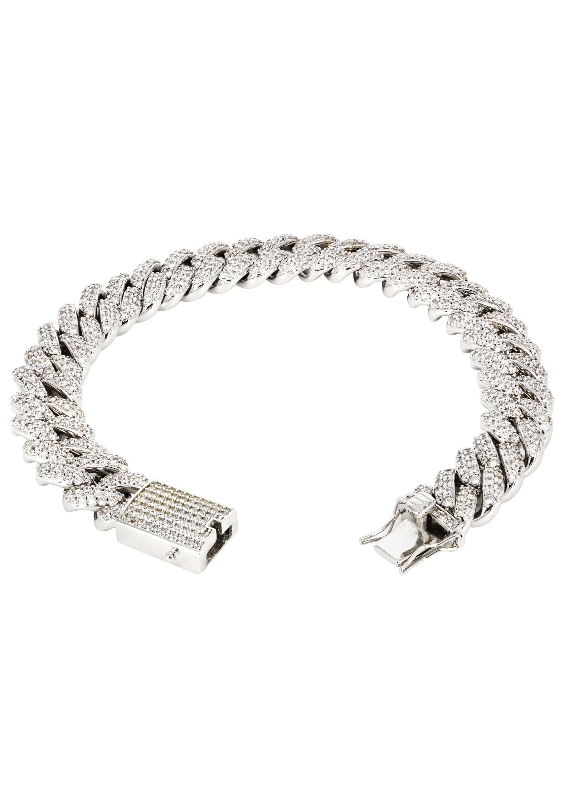 manufacturer 31 White Gold Plated Mens Iced Out Miami Cuban Link Bracelet
