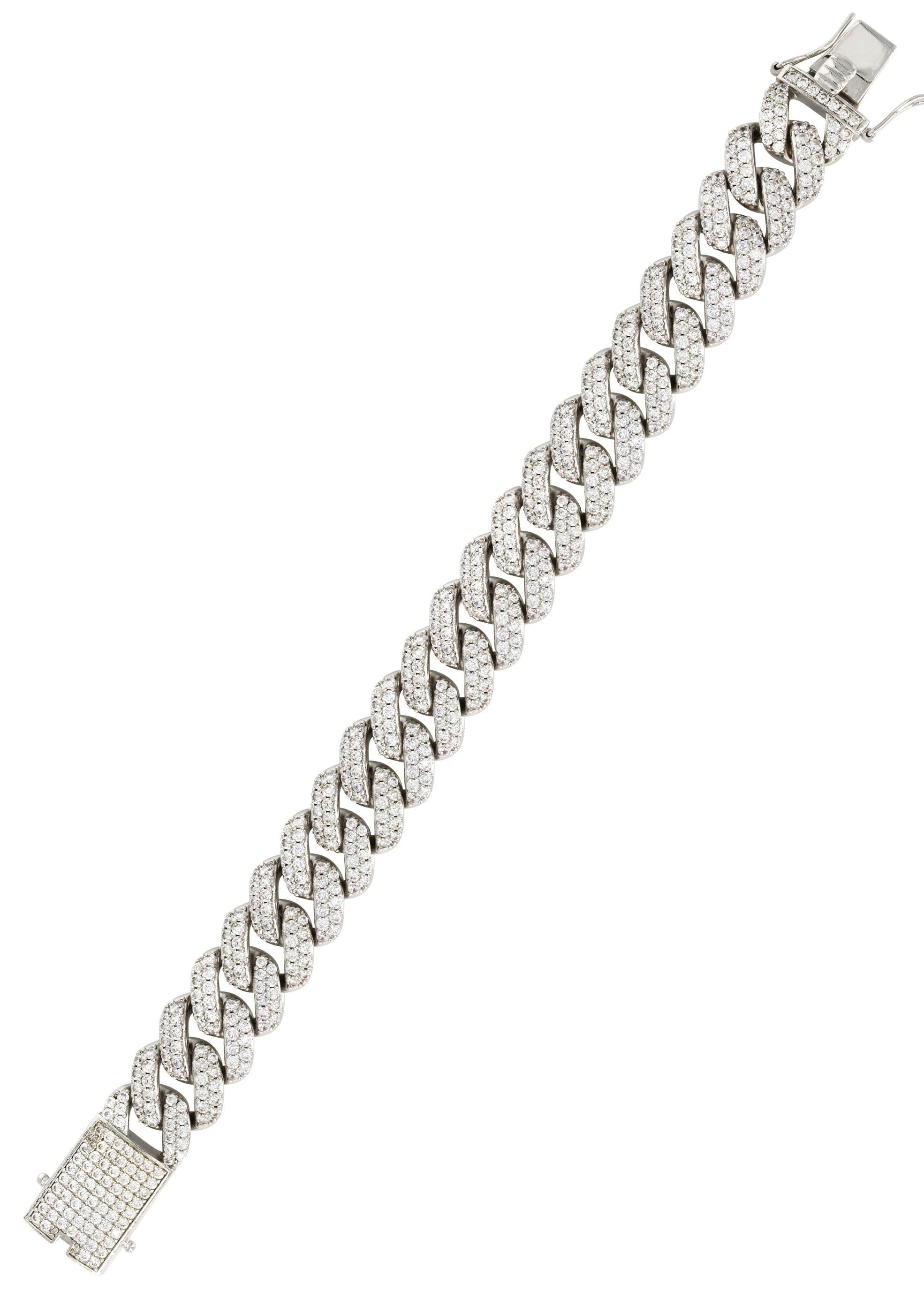 manufacturer 31 White Gold Plated Mens Iced Out Miami Cuban Link Bracelet