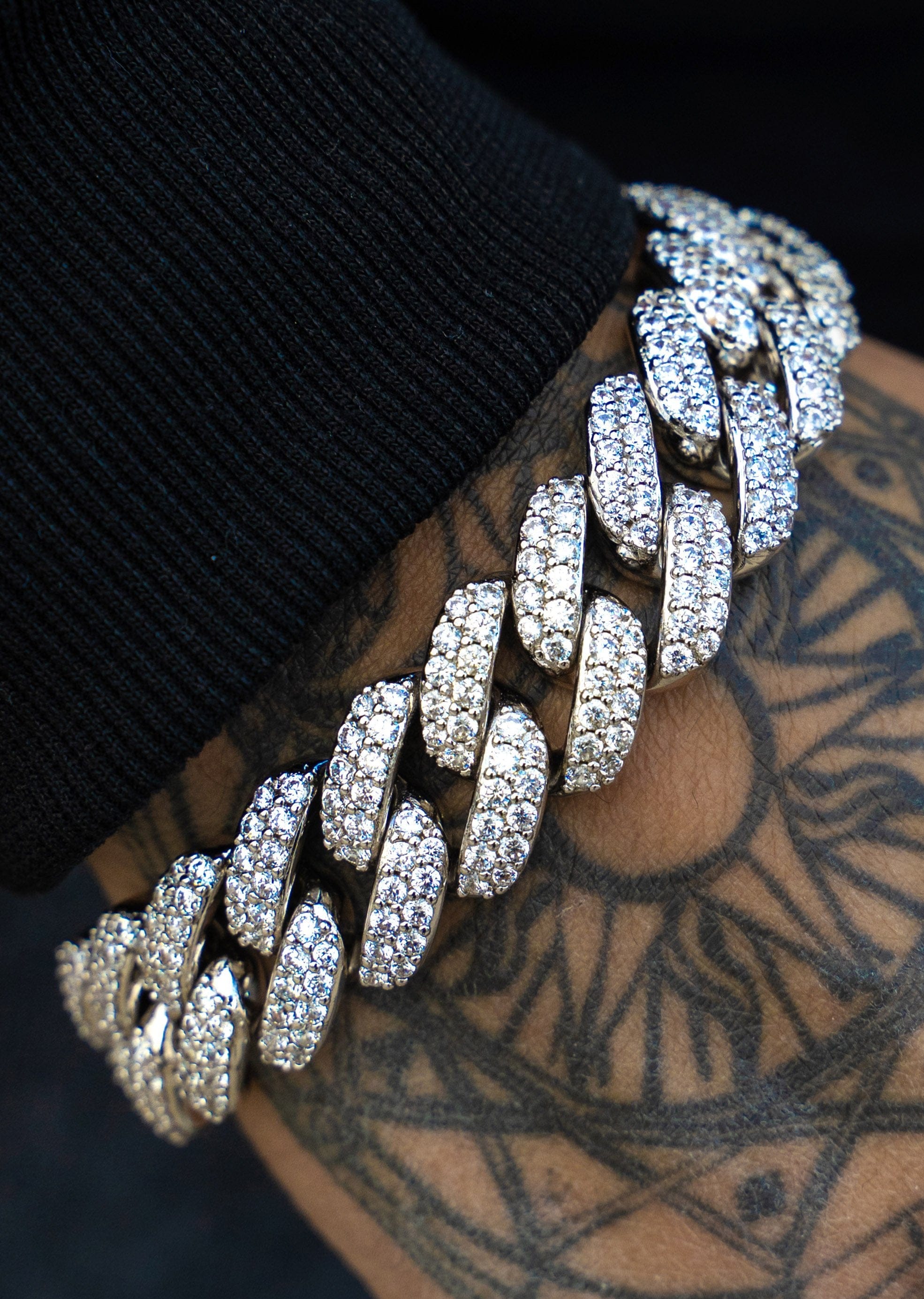 manufacturer 31 White Gold Plated Mens Iced Out Miami Cuban Link Bracelet