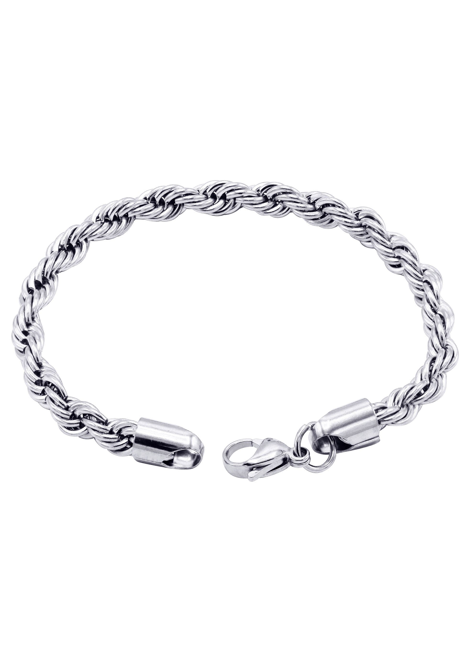 manufacturer 30 White Gold Plated Mens Solid Rope Bracelet