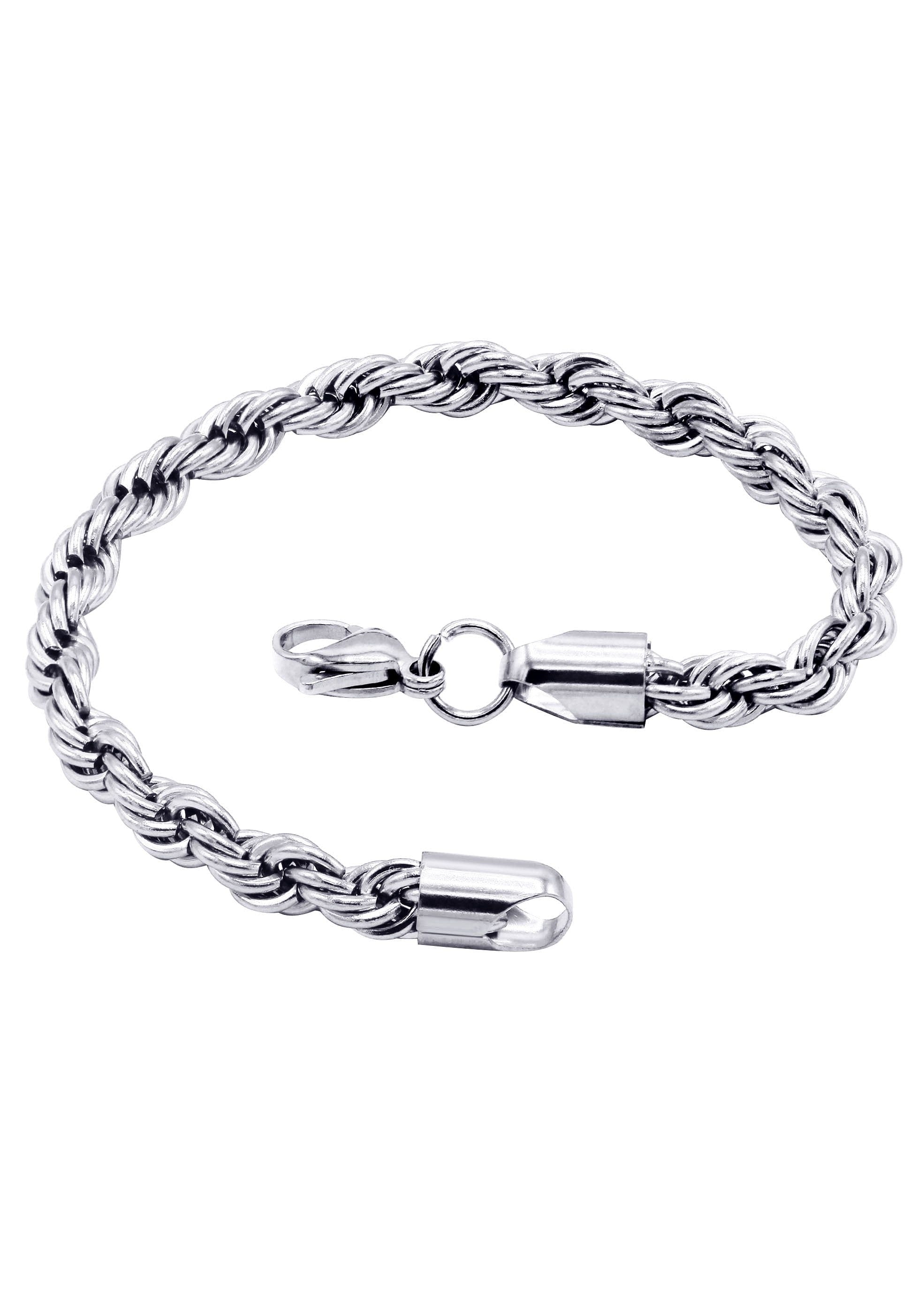 manufacturer 30 White Gold Plated Mens Solid Rope Bracelet
