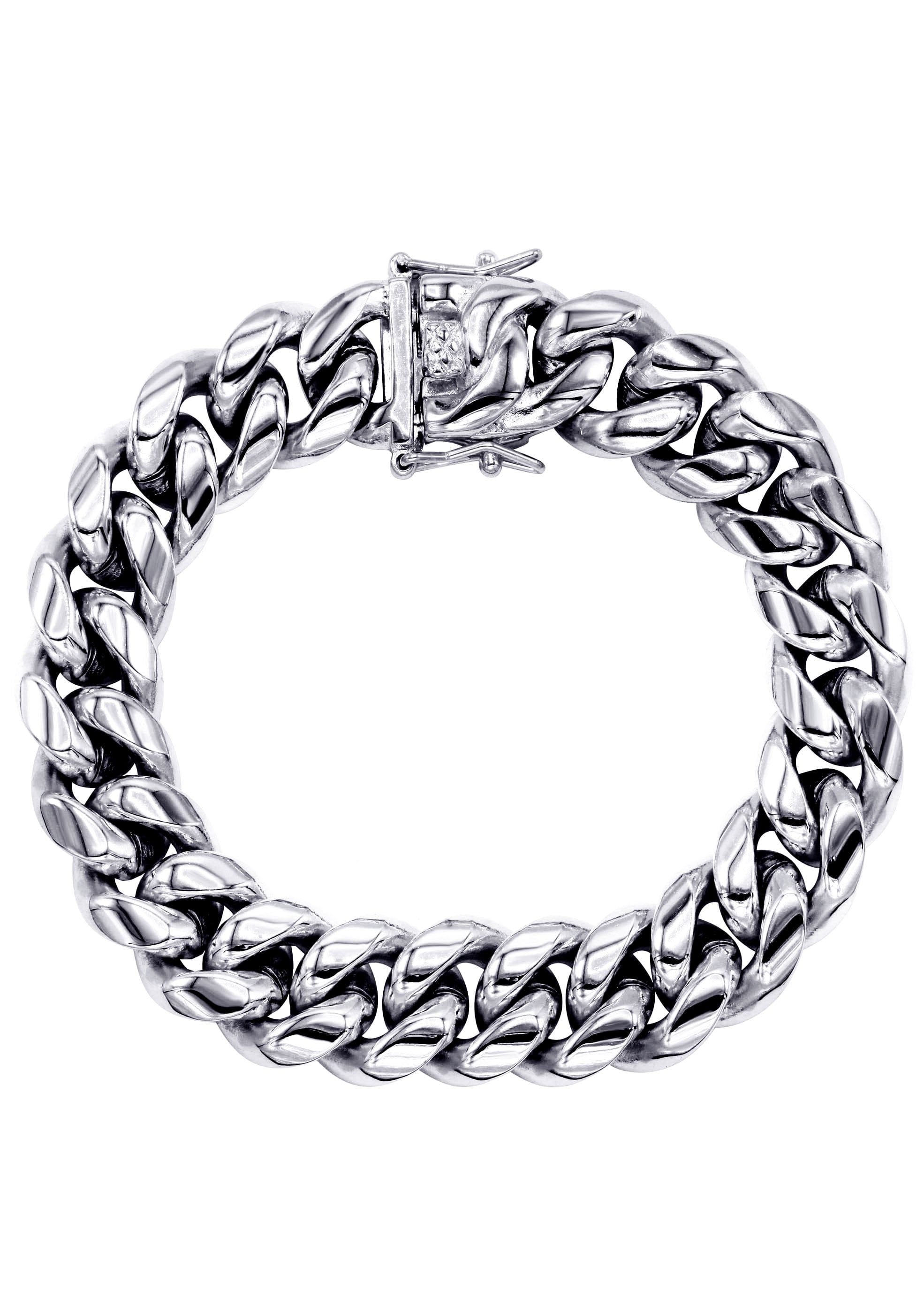 manufacturer 30 White Gold Plated Mens Solid Miami Cuban Link Bracelet