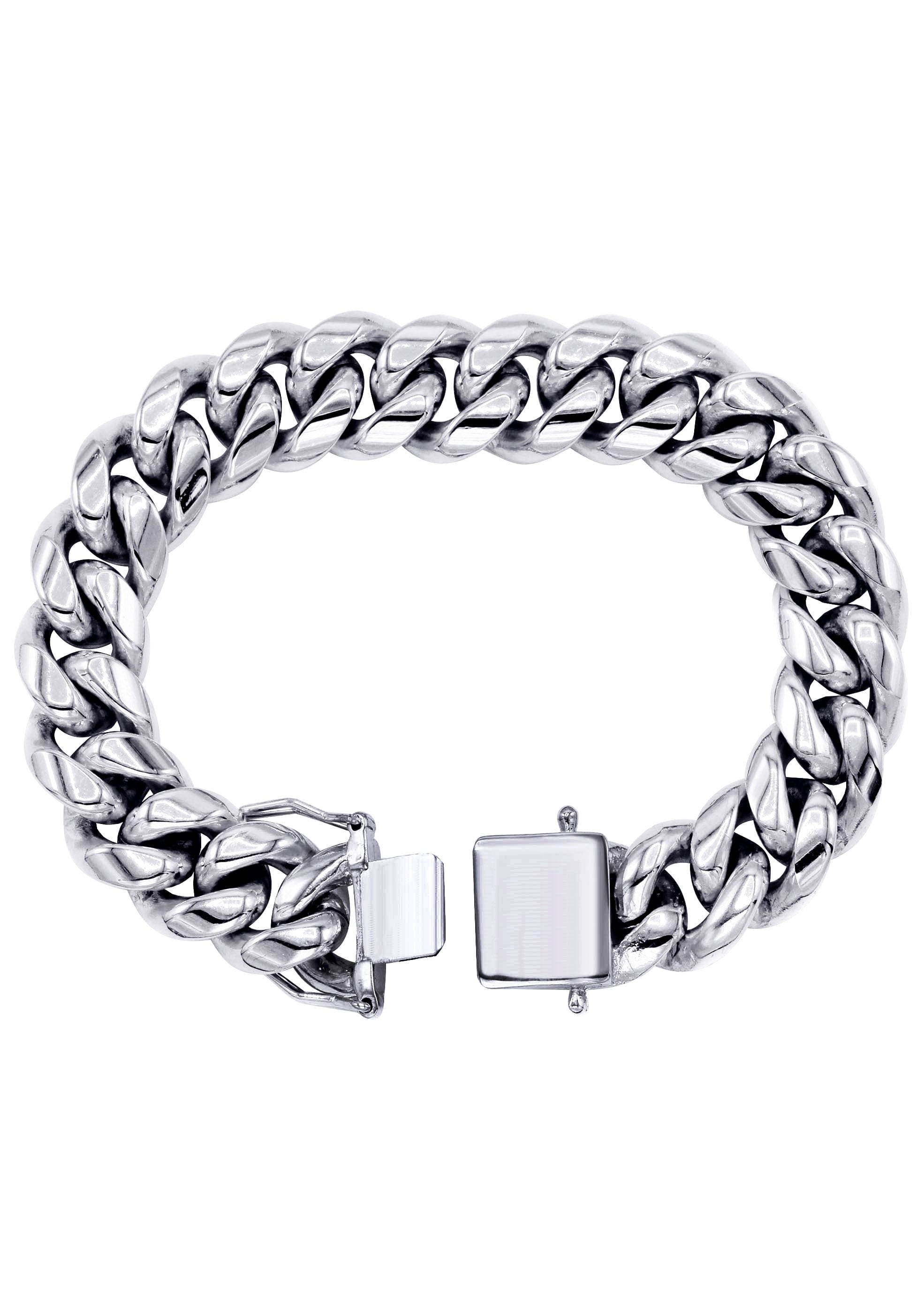 manufacturer 30 White Gold Plated Mens Solid Miami Cuban Link Bracelet