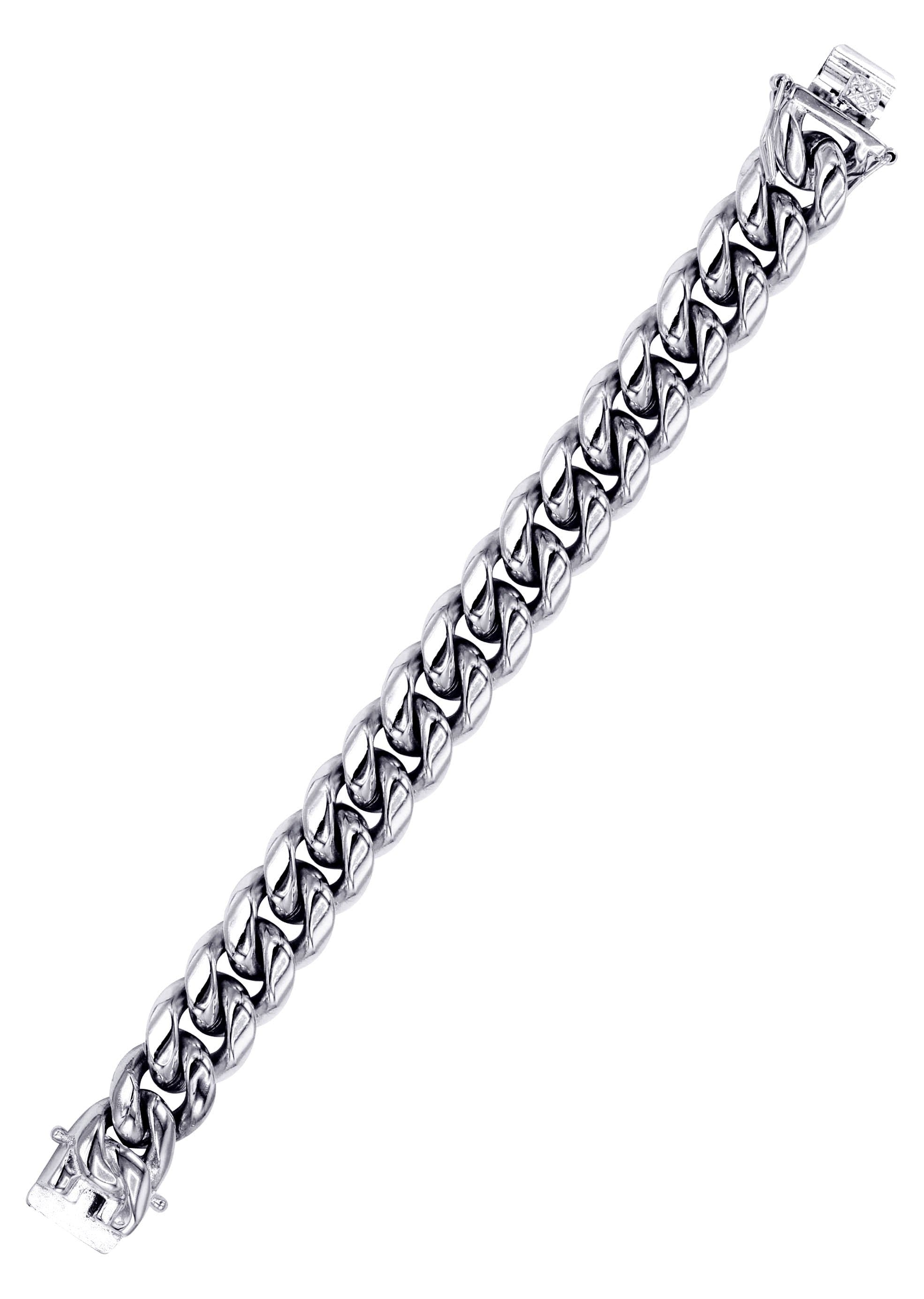 manufacturer 30 White Gold Plated Mens Solid Miami Cuban Link Bracelet