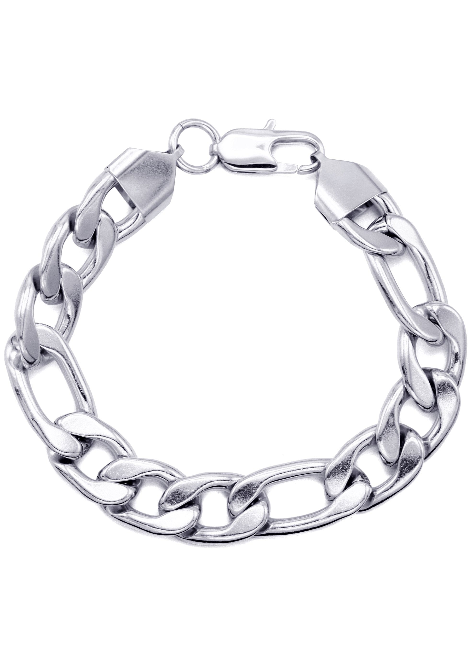 manufacturer 30 White Gold Plated Figaro Bracelet
