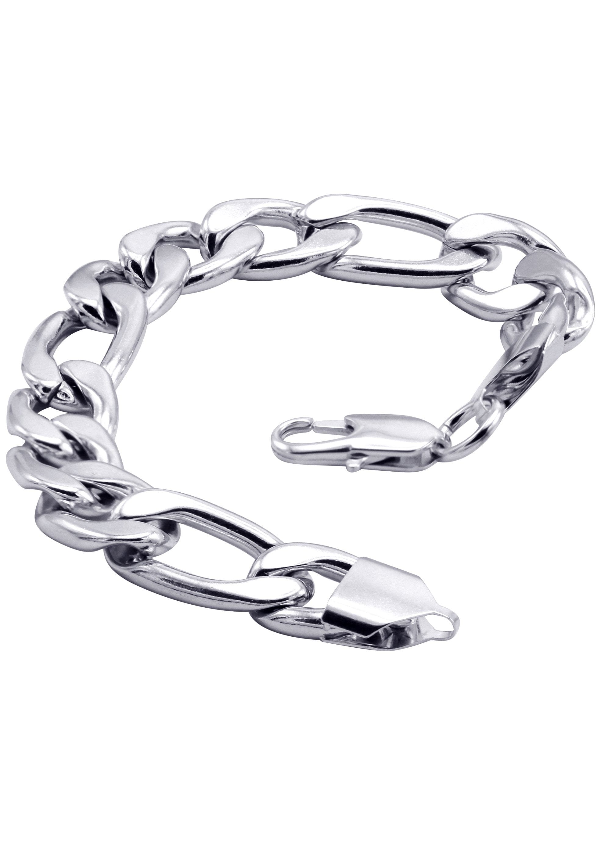 manufacturer 30 White Gold Plated Figaro Bracelet