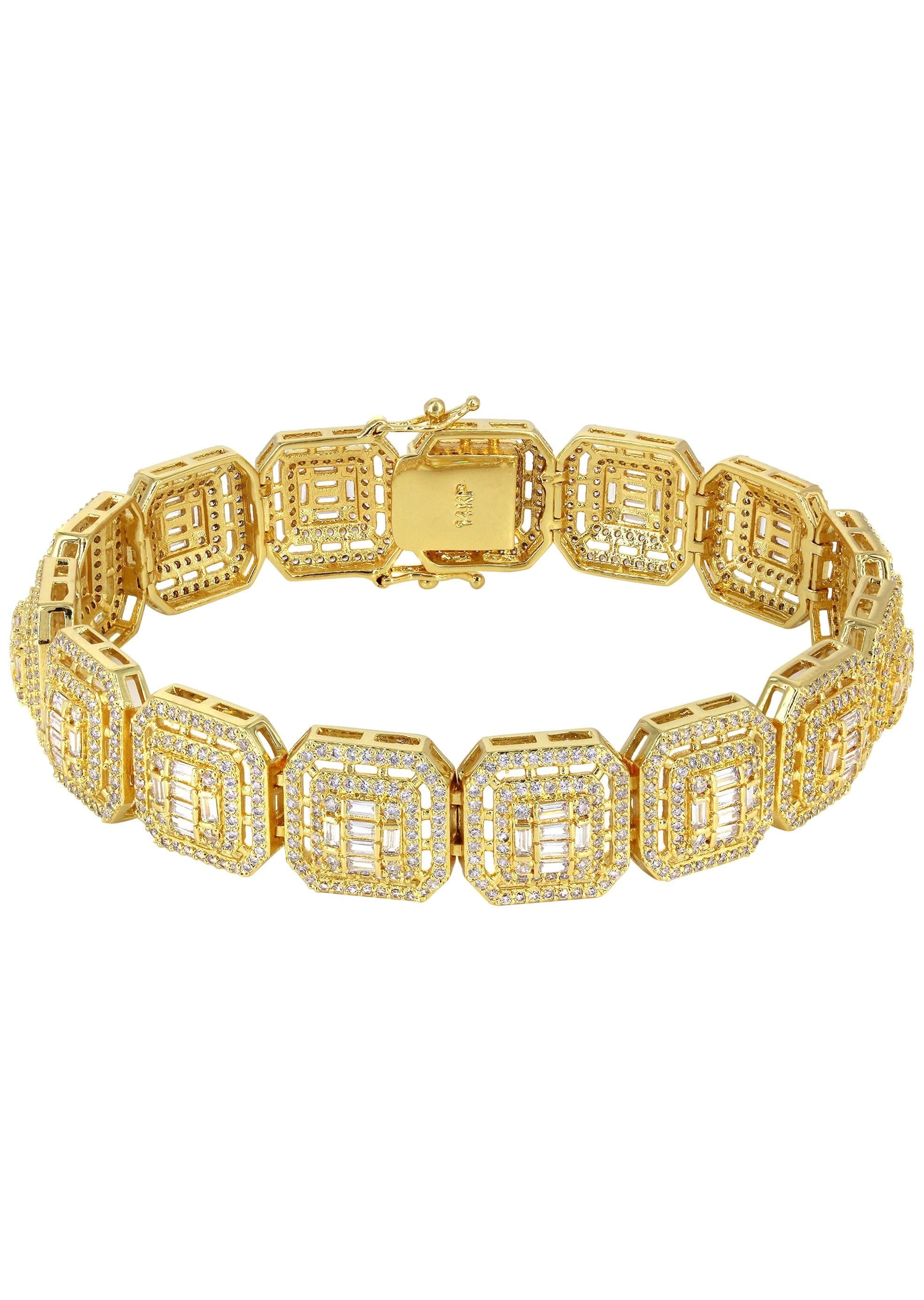 manufacturer 30 Gold Plated Iced Out Square Cluster Bracelet