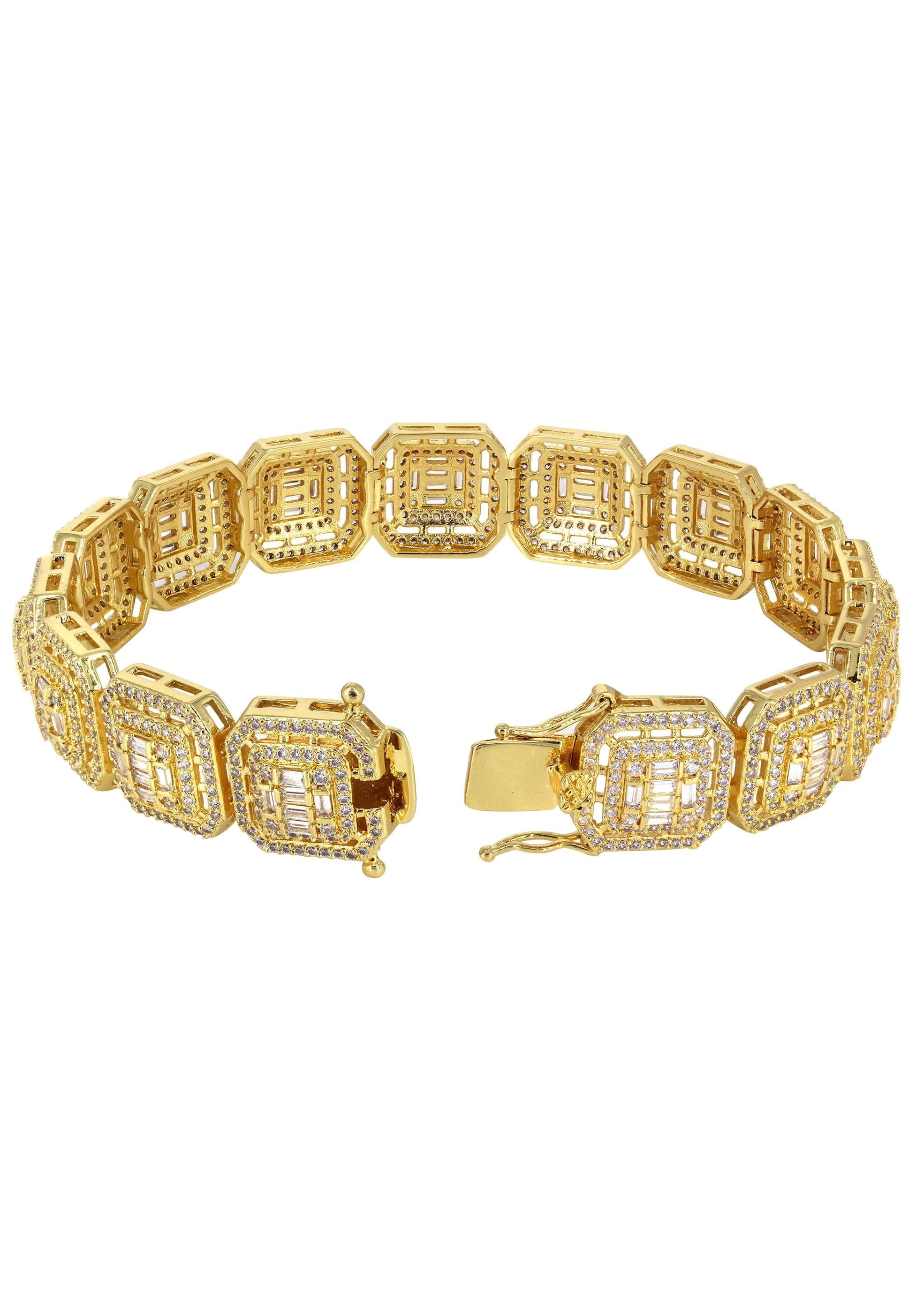 manufacturer 30 Gold Plated Iced Out Square Cluster Bracelet