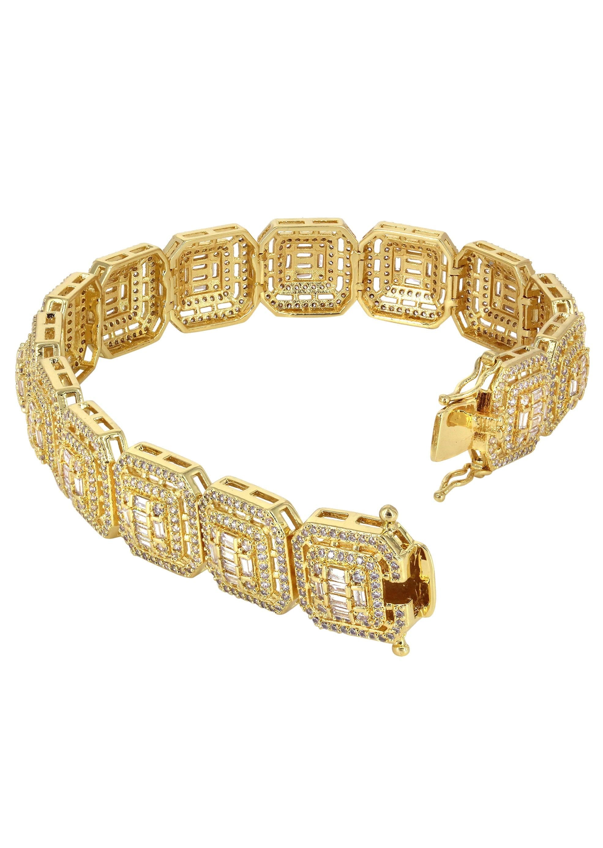 manufacturer 30 Gold Plated Iced Out Square Cluster Bracelet
