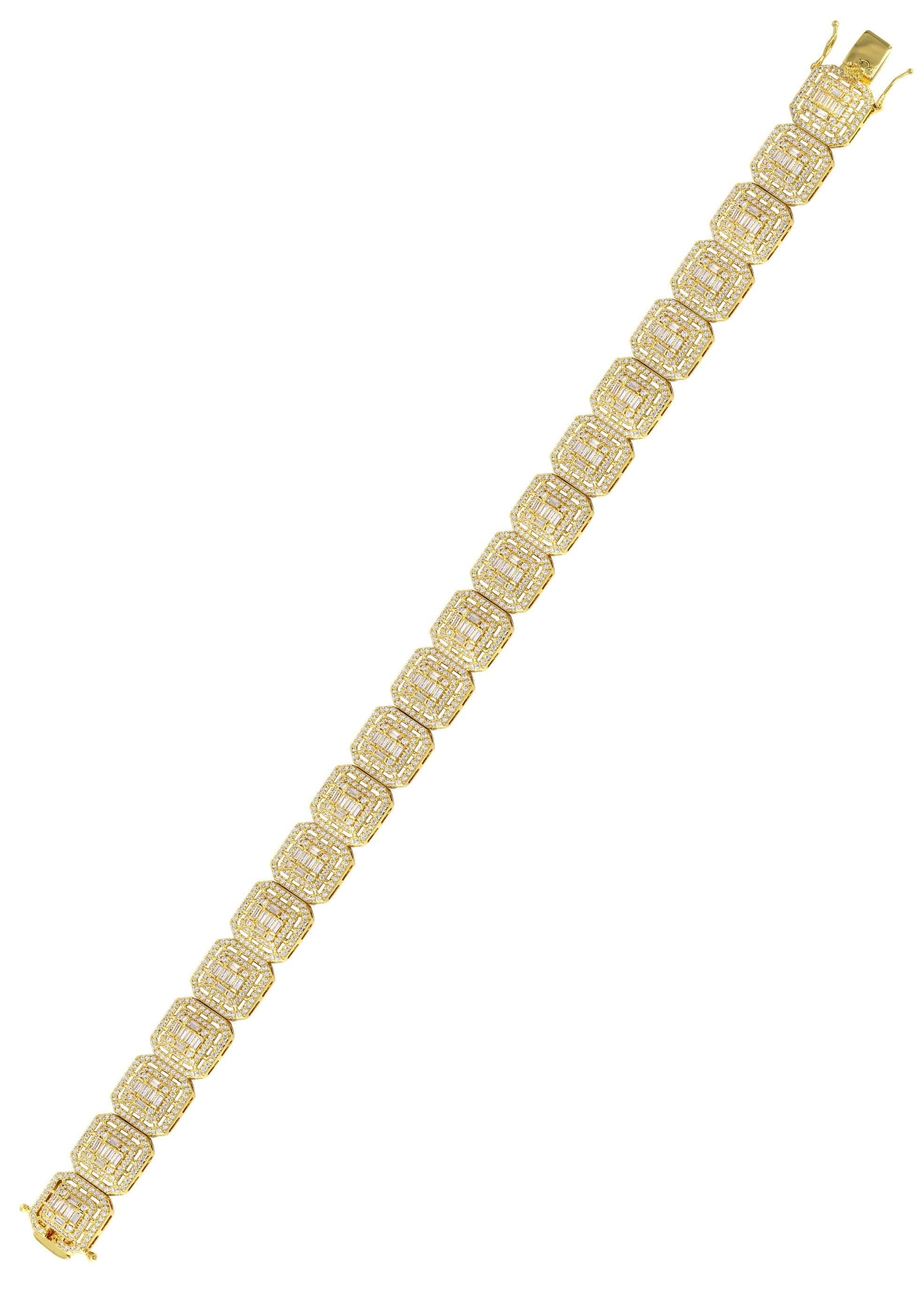 manufacturer 30 Gold Plated Iced Out Square Cluster Bracelet