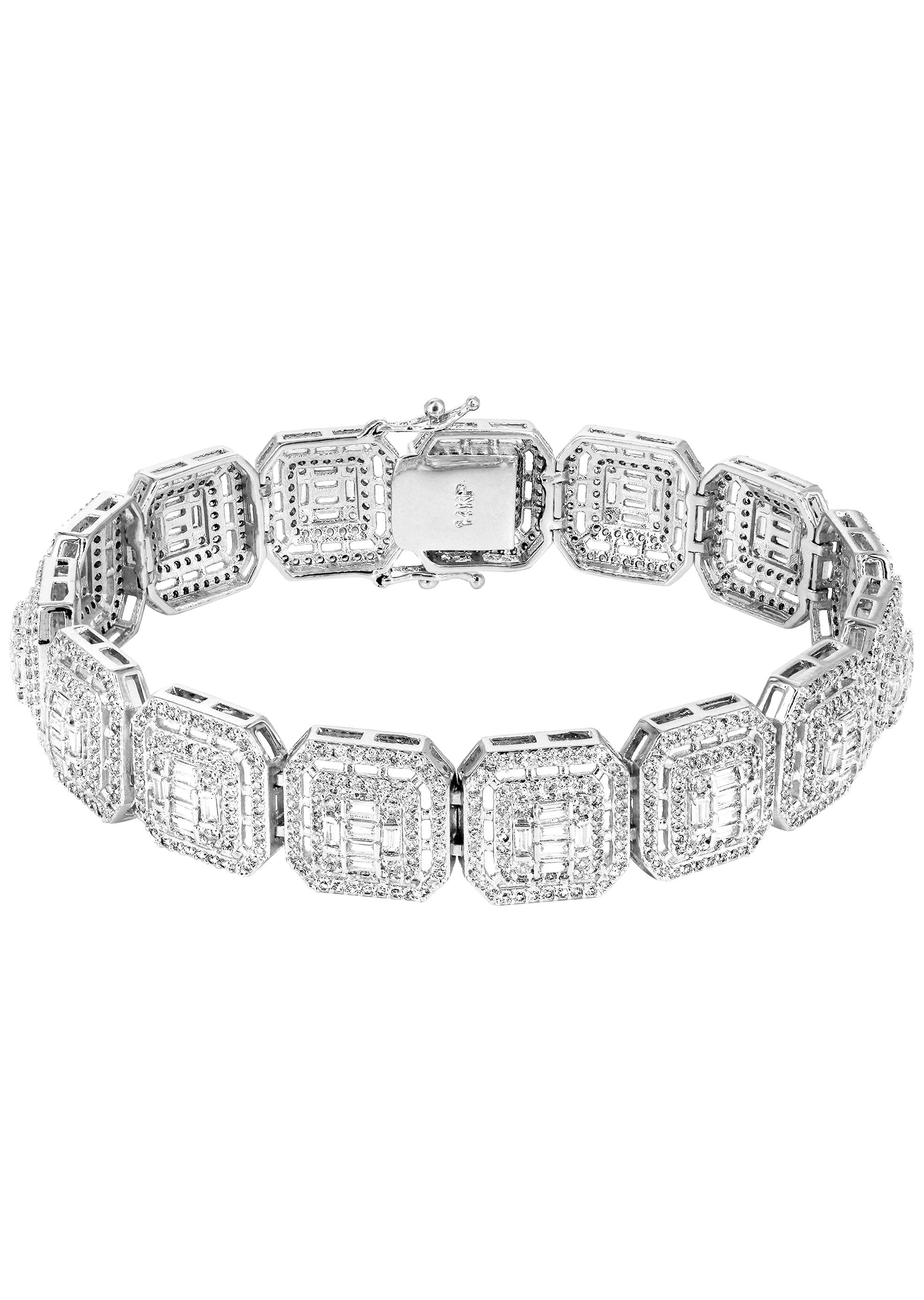 manufacturer 30 White Gold Plated Iced Out Square Cluster Bracelet
