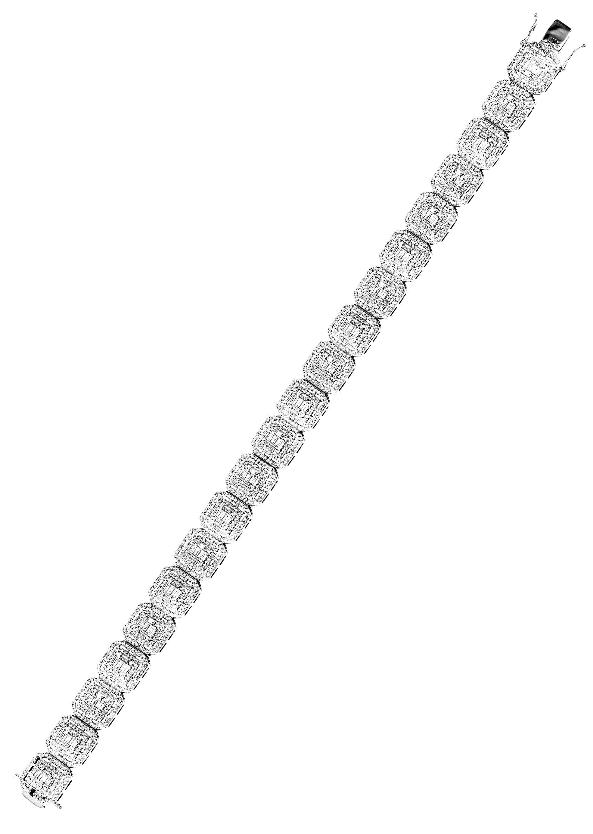 manufacturer 30 White Gold Plated Iced Out Square Cluster Bracelet