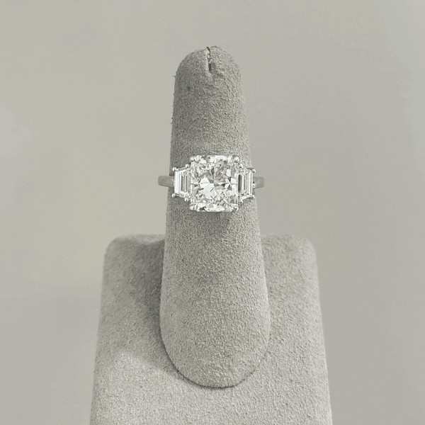 Moyer Collection 18k White Gold 4.52ct Radiant Cut Three-Stone Diamond Engagement Ring - 030500