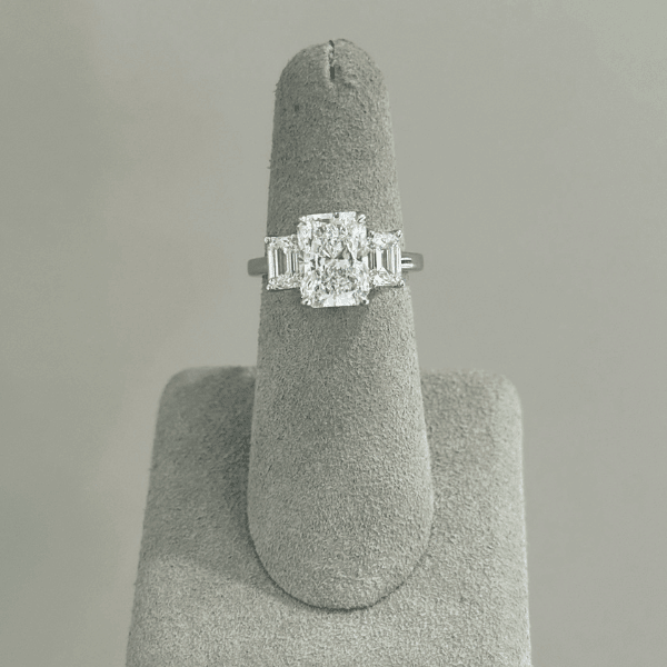 Moyer Collection Platinum 3.50ct Radiant Cut Three-Stone Diamond Engagement Ring - 030469