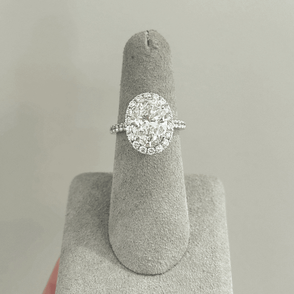 Moyer Collection 18k White Gold 4.02ct Oval Halo Diamond Complete Engagement Ring - 030443