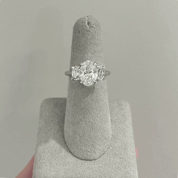 Moyer Collection Platinum 2.72ct Oval Three-Stone Diamond Complete Engagement Ring - 030531
