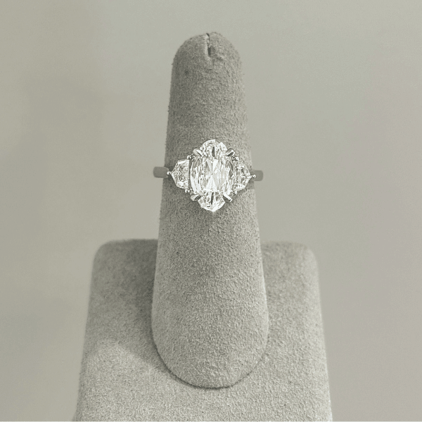 Moyer Collection Platinum 2.22ct Oval Three-Stone Diamond Complete Engagement Ring - 030522