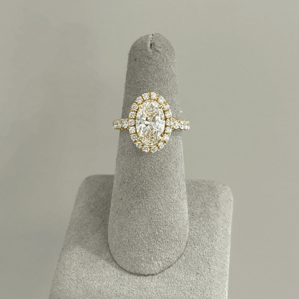 Moyer Collection 18k Yellow Gold 2.51ct Oval Halo Diamond Complete Engagement Ring - 020674