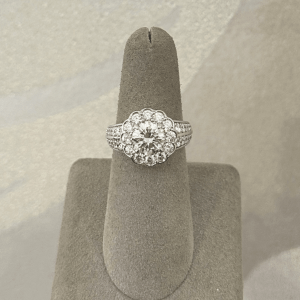Moyer Collection 14k White Gold 1.51ct Round Brilliant Diamond Halo Complete Engagement Ring - 020643