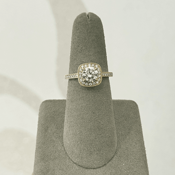 Moyer Collection 14k Yellow Gold 0.91ct Round Brilliant Diamond Halo Complete Engagement Ring - 011306